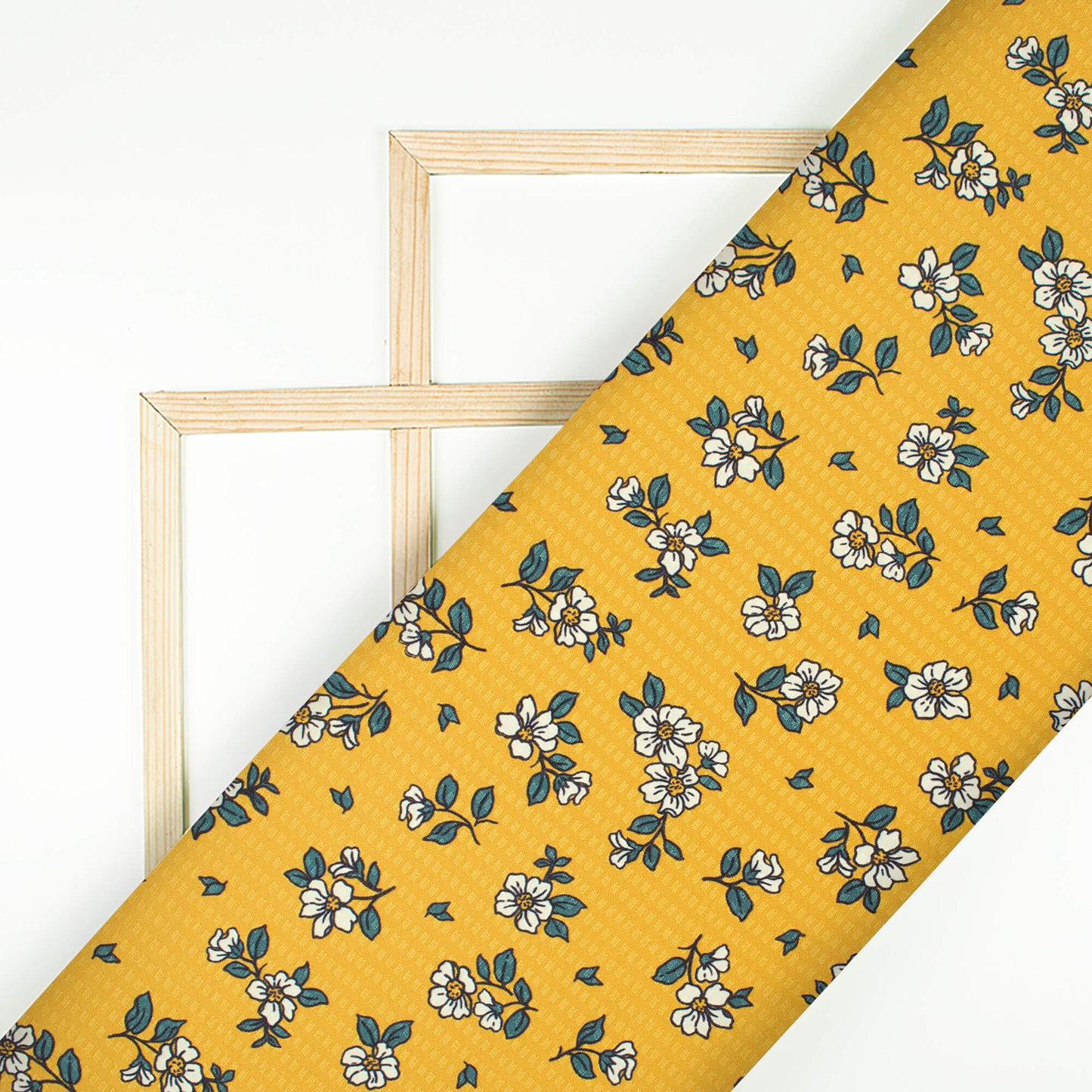 Tuscany Yellow And White Floral Pattern Digital Print Sherwani Fabric (Width 58 Inches)