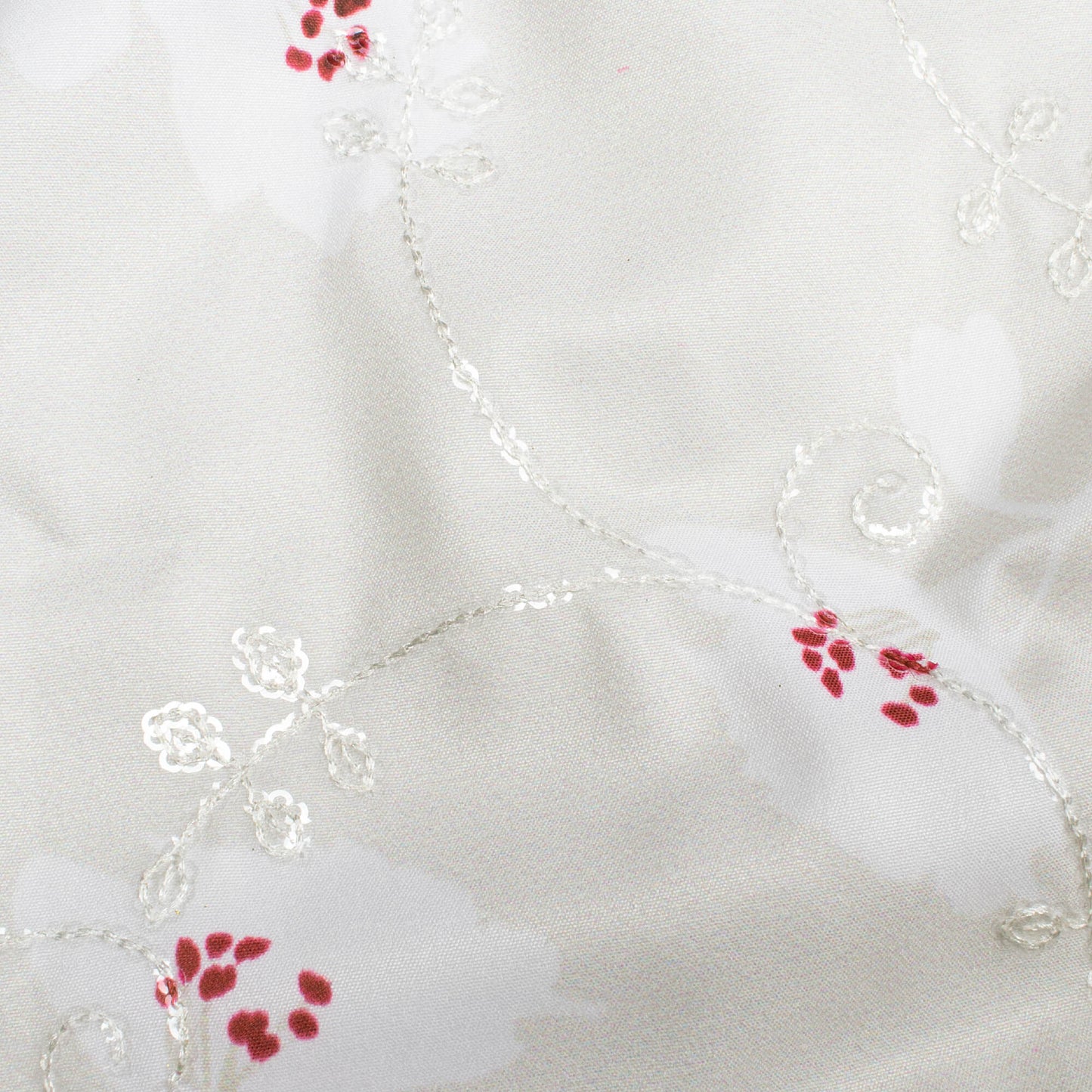 Cloud Grey And White Floral Pattern Digital Print Floral Sequins Embroidery Ultra Premium Butter Crepe Fabric