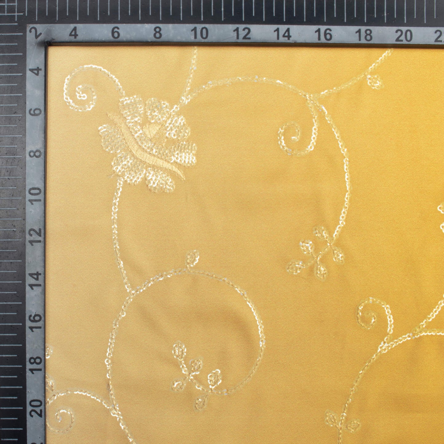 Yellow Ombre Pattern Digital Print Floral Sequins Embroidery Ultra Premium Butter Crepe Fabric