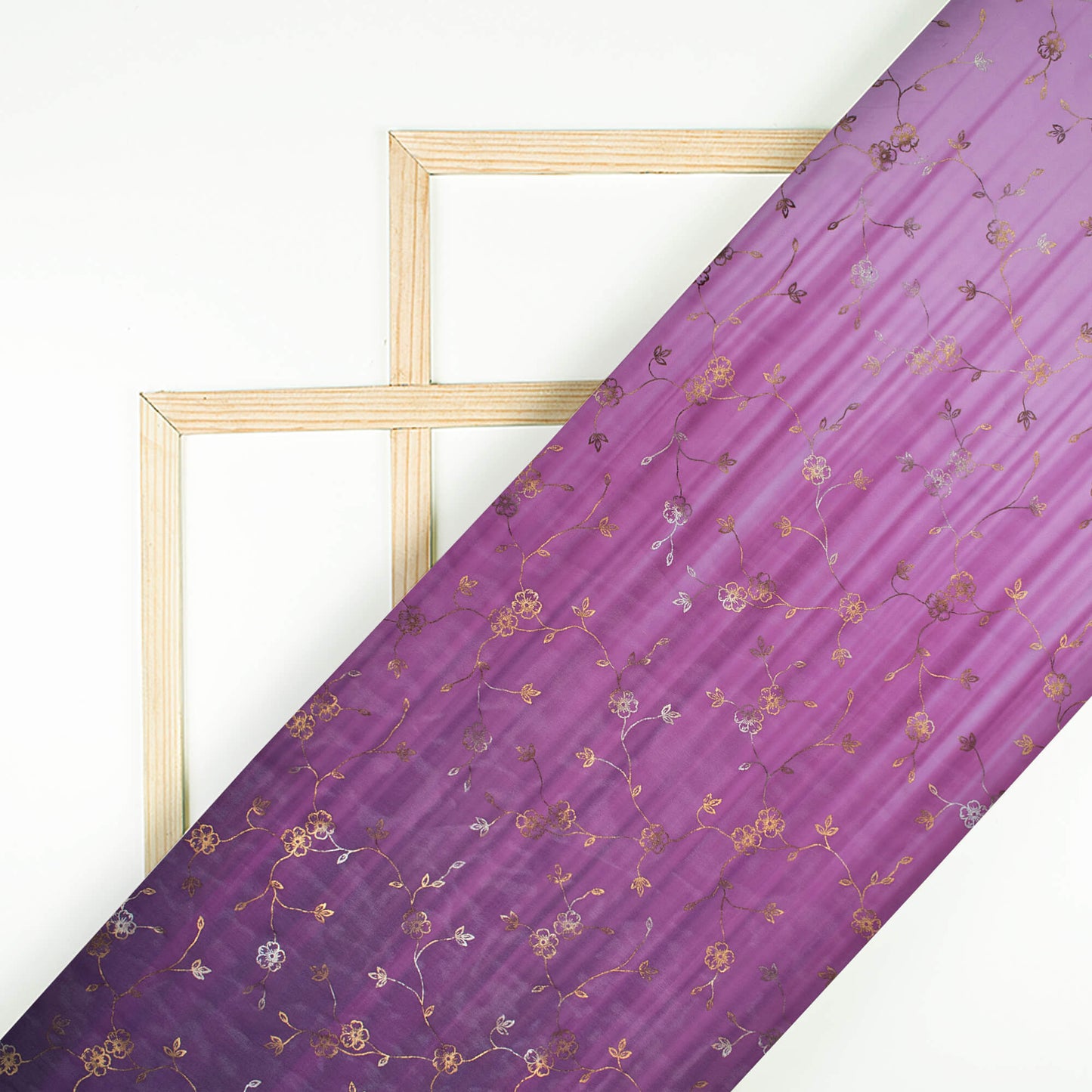 Amethyst Purple Ombre Pattern Foil Digital Print Georgette Fabric