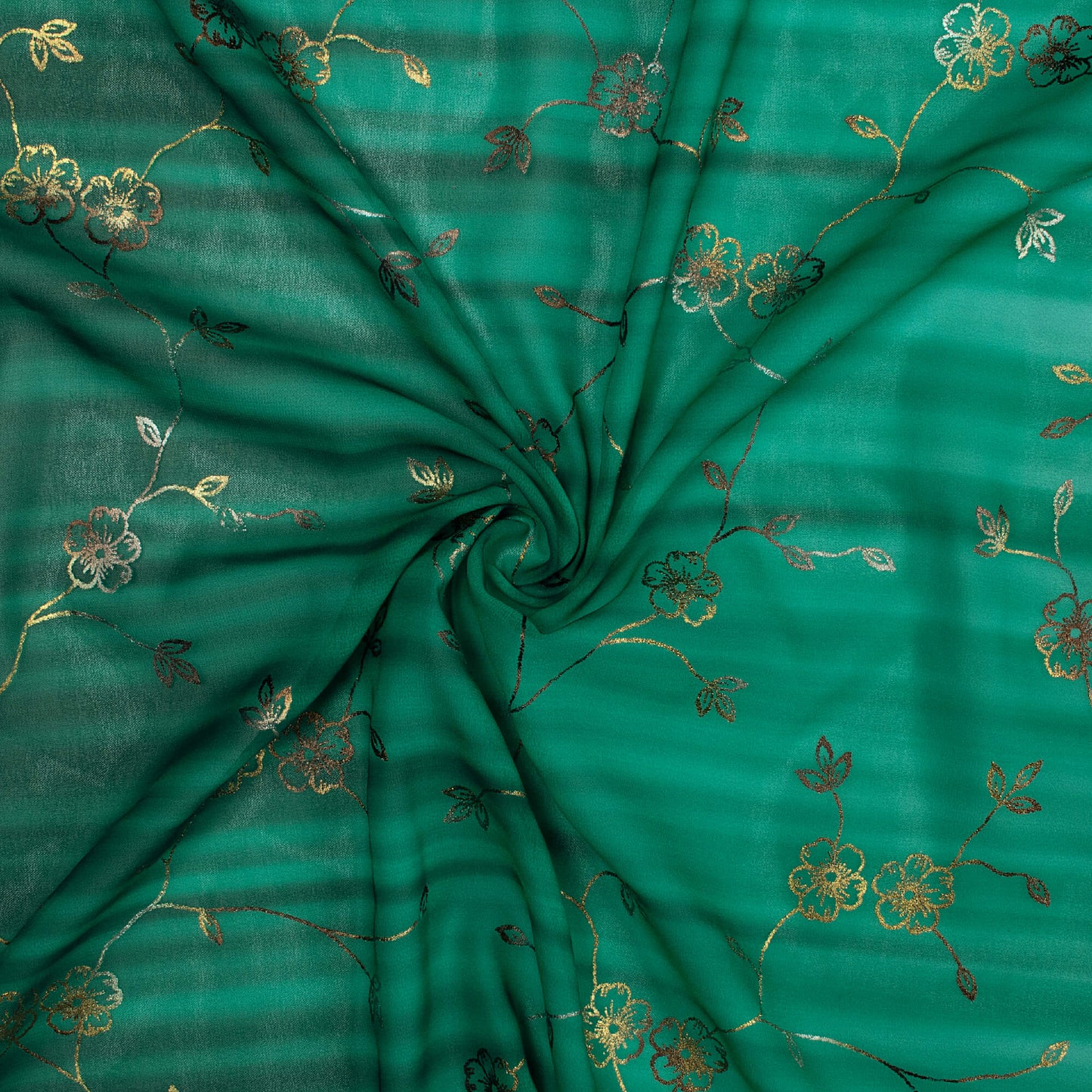 Green Ombre Pattern Foil Digital Print Georgette Fabric