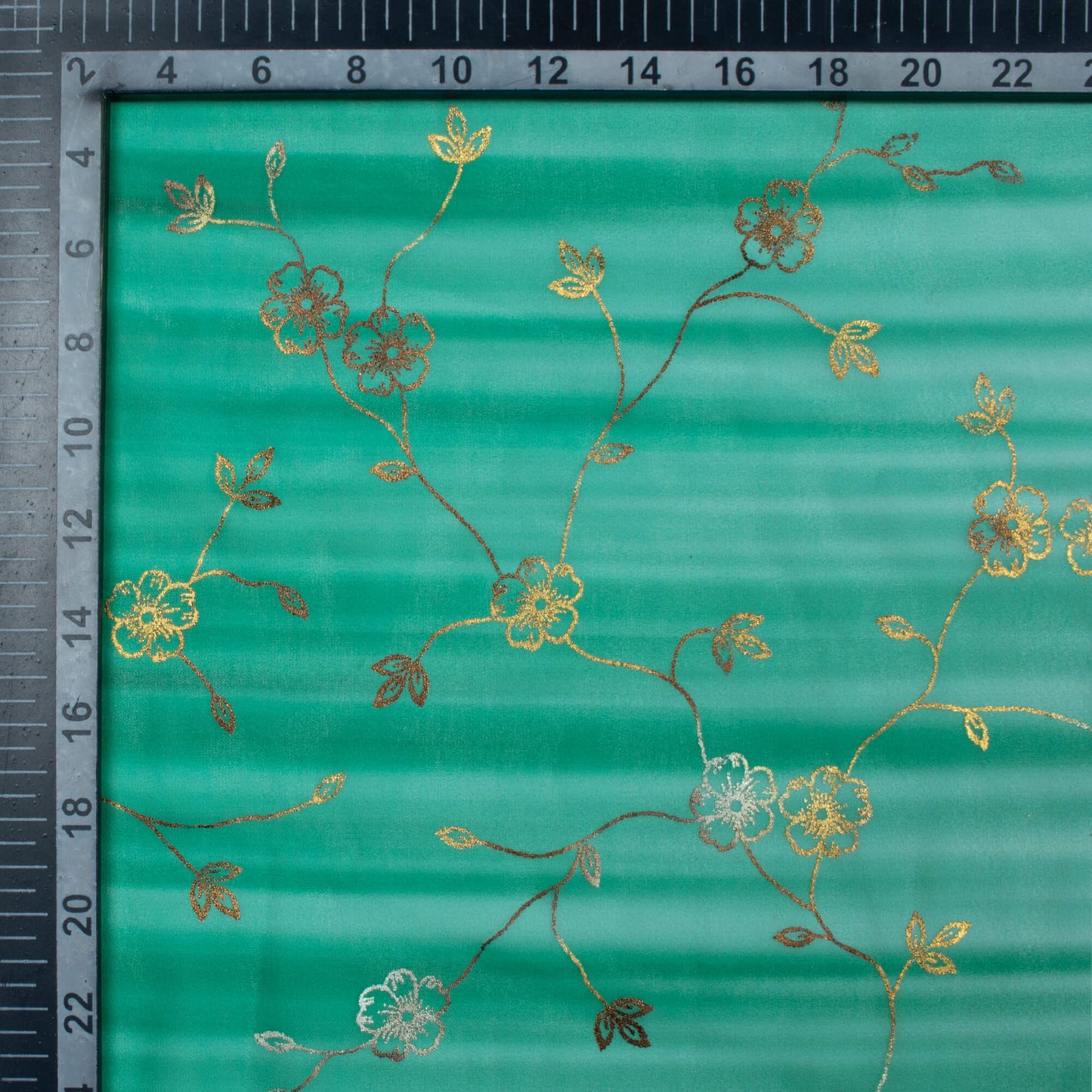 Green Ombre Pattern Foil Digital Print Georgette Fabric