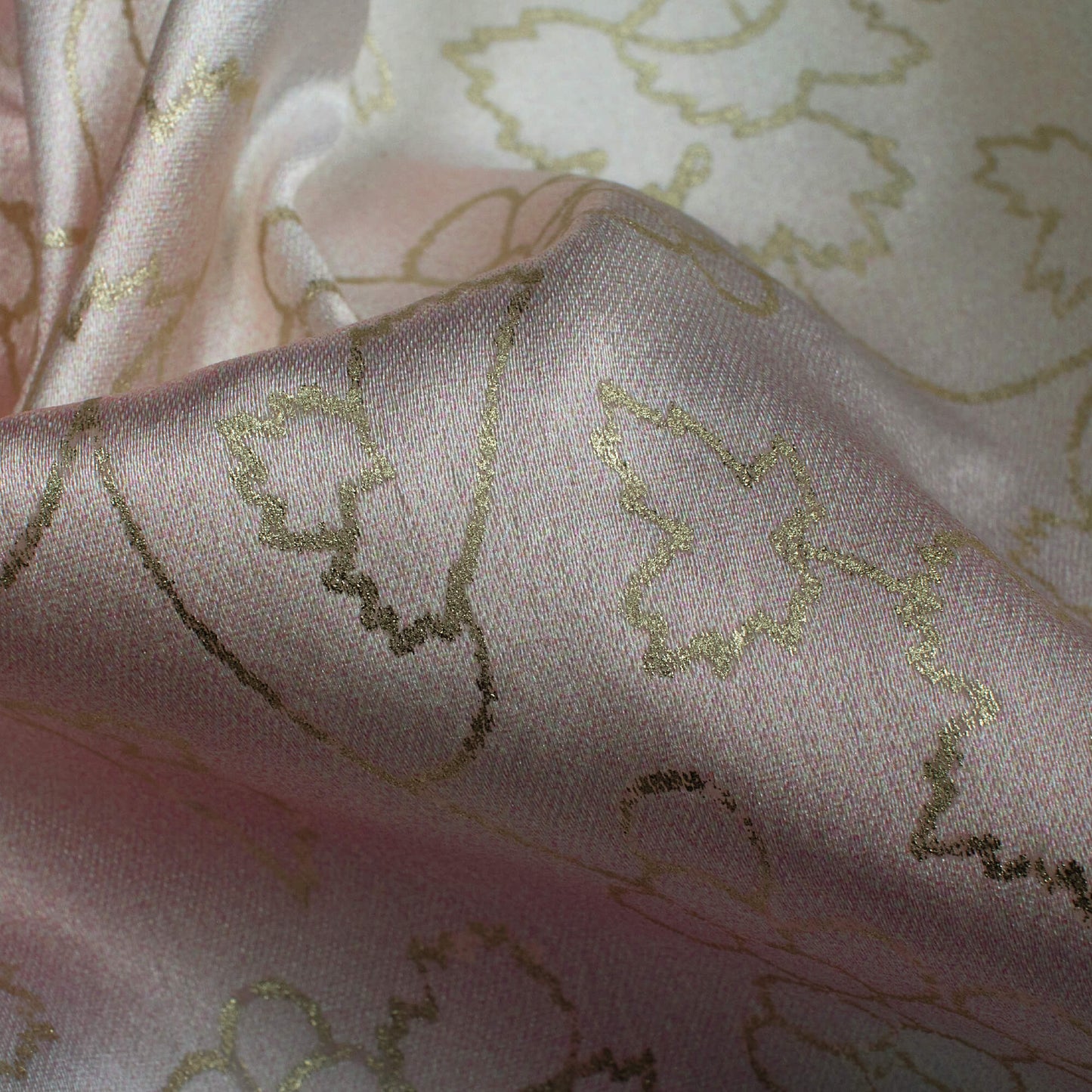 Pastel Blue And Pink Shibori Pattern Foil Digital Print Japan Satin Fabric