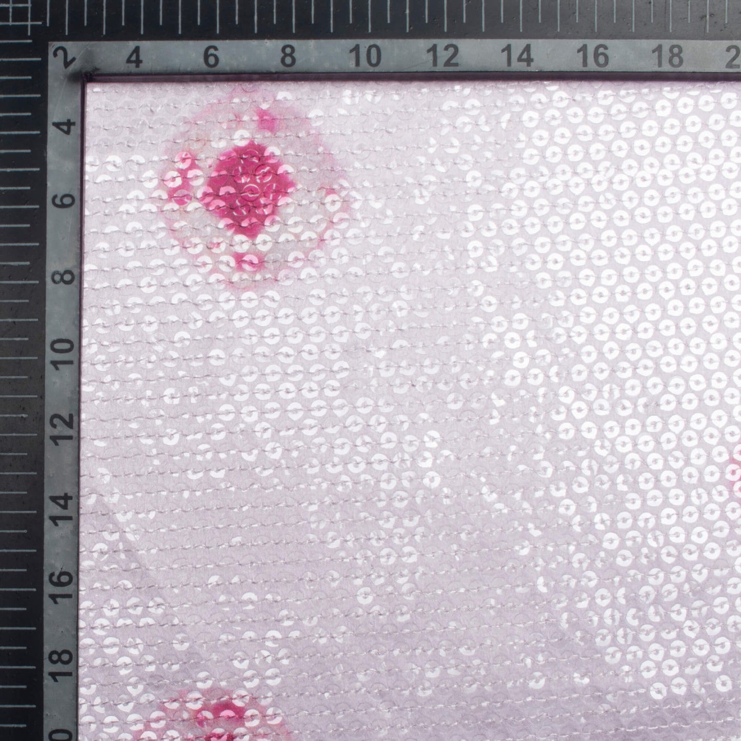 Pastel Pink And Dark Pink Shibori Pattern All Over Premium Water Sequins Digital Print Japan Satin Fabric