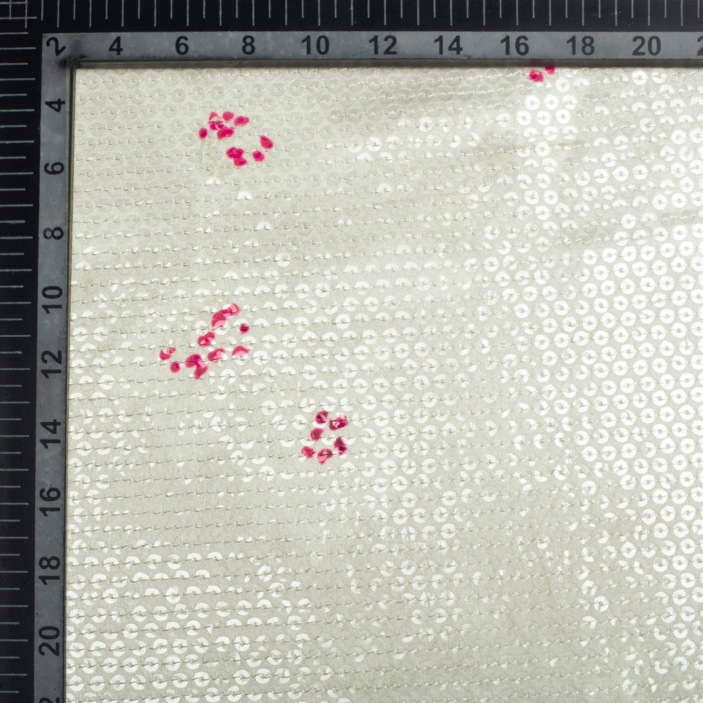 Off White And Dark Pink Shibori Pattern All Over Premium Water Sequins Digital Print Japan Satin Fabric