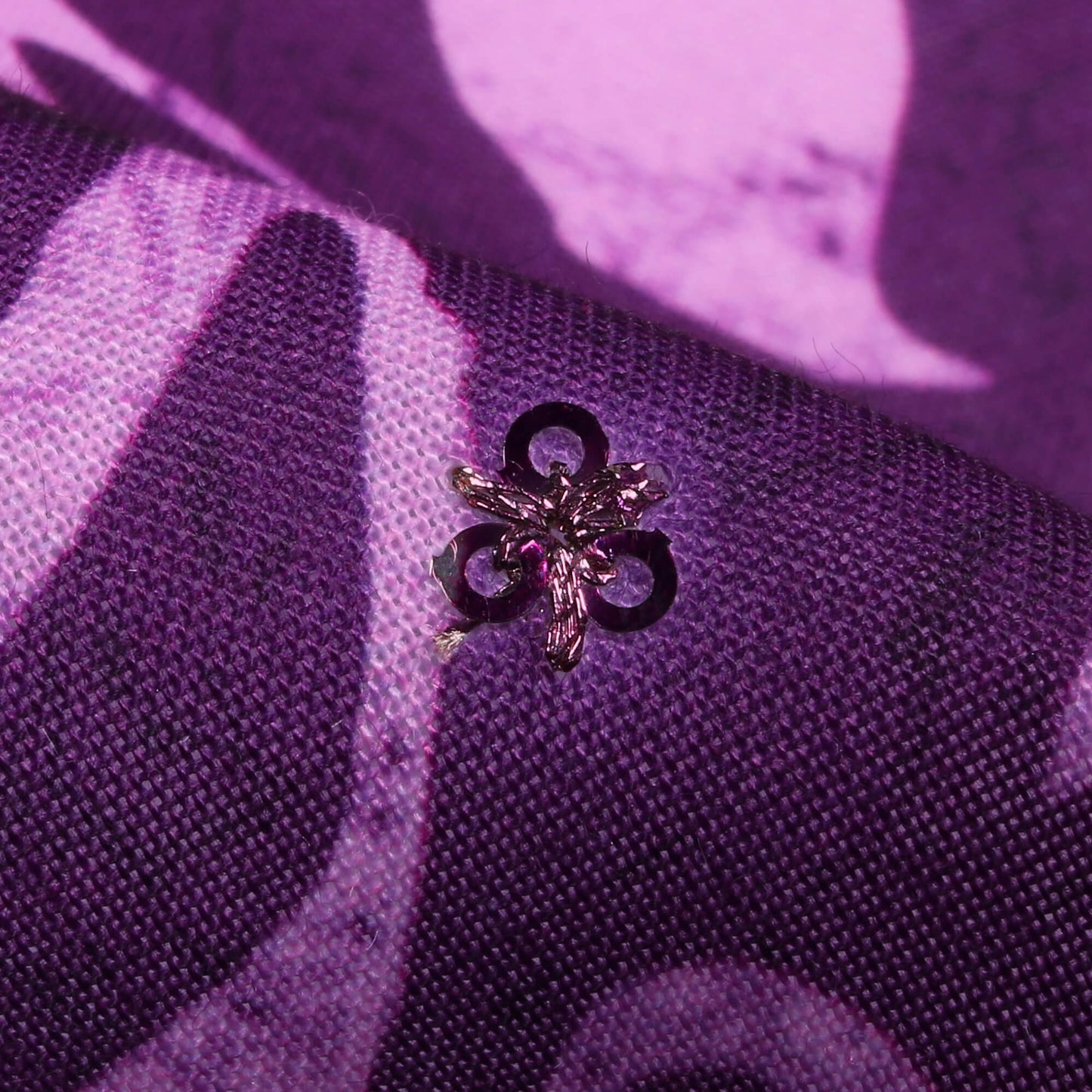Deep Purple And Iris Purple Floral Pattern Digital Print Booti Sequins Poly Rayon Fabric