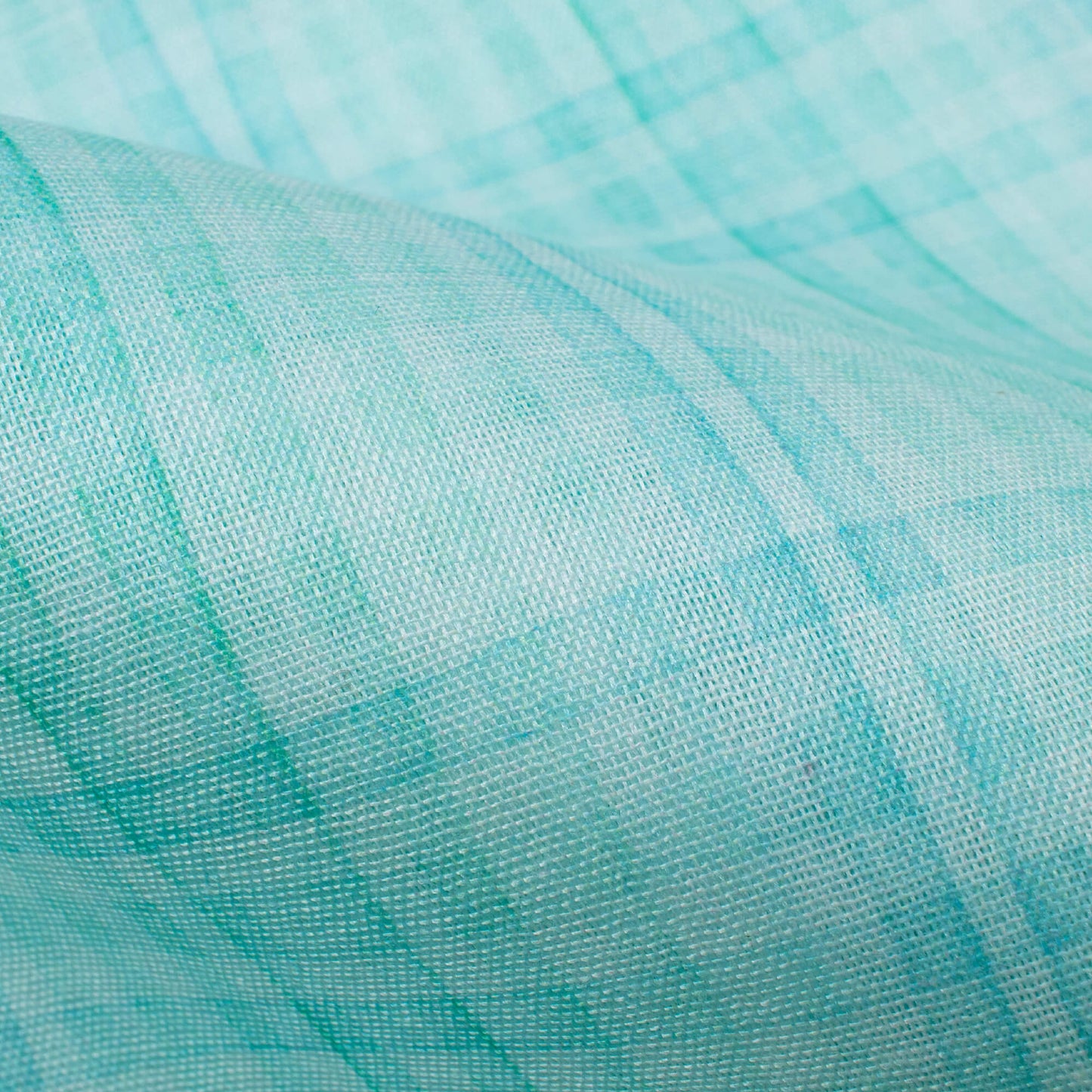 Eliza's Choice Aero Blue Checks Pattern Digital Print Pure Cotton Mulmul Fabric