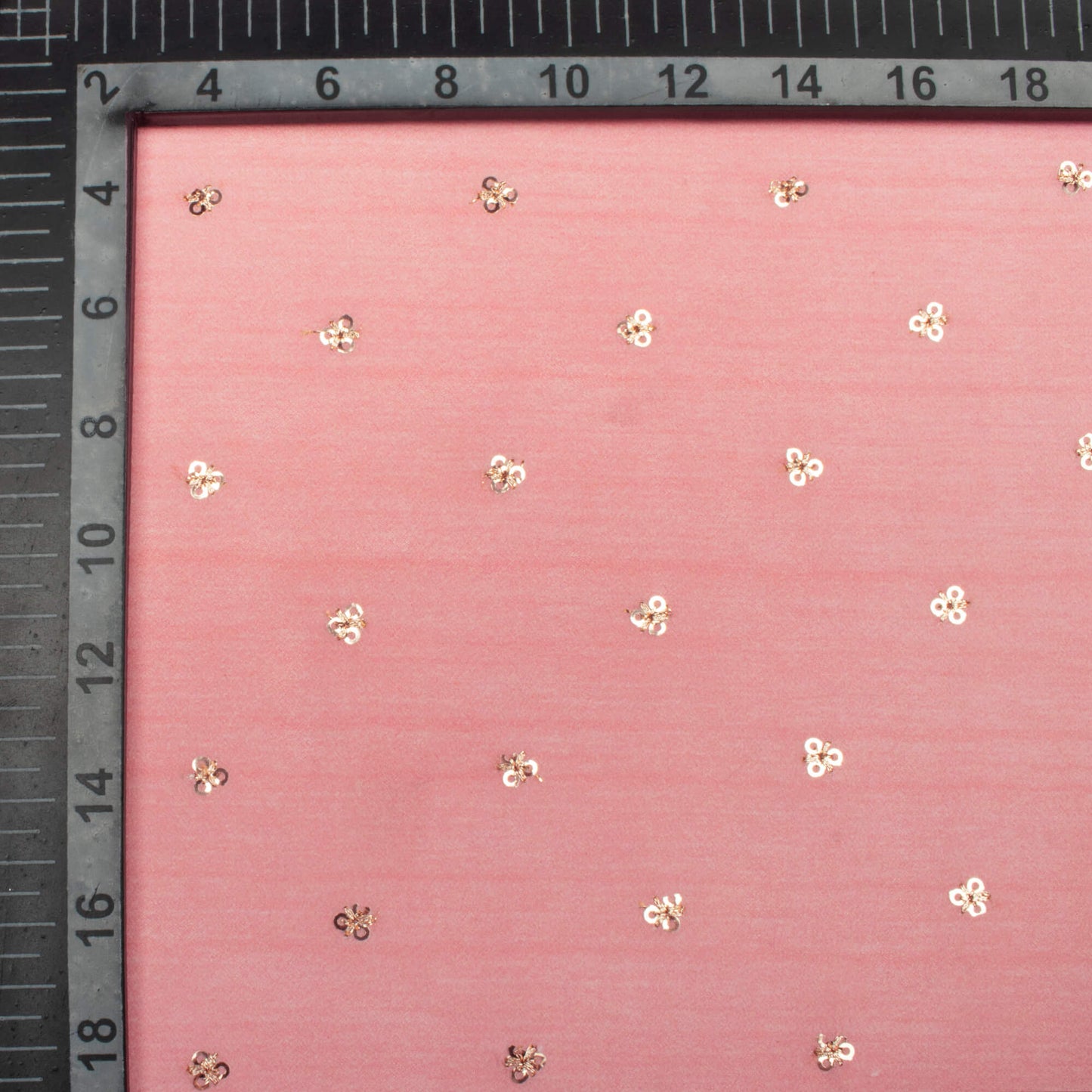 Flamingo Pink Texture Pattern Booti Sequins Digital Print Georgette Fabric