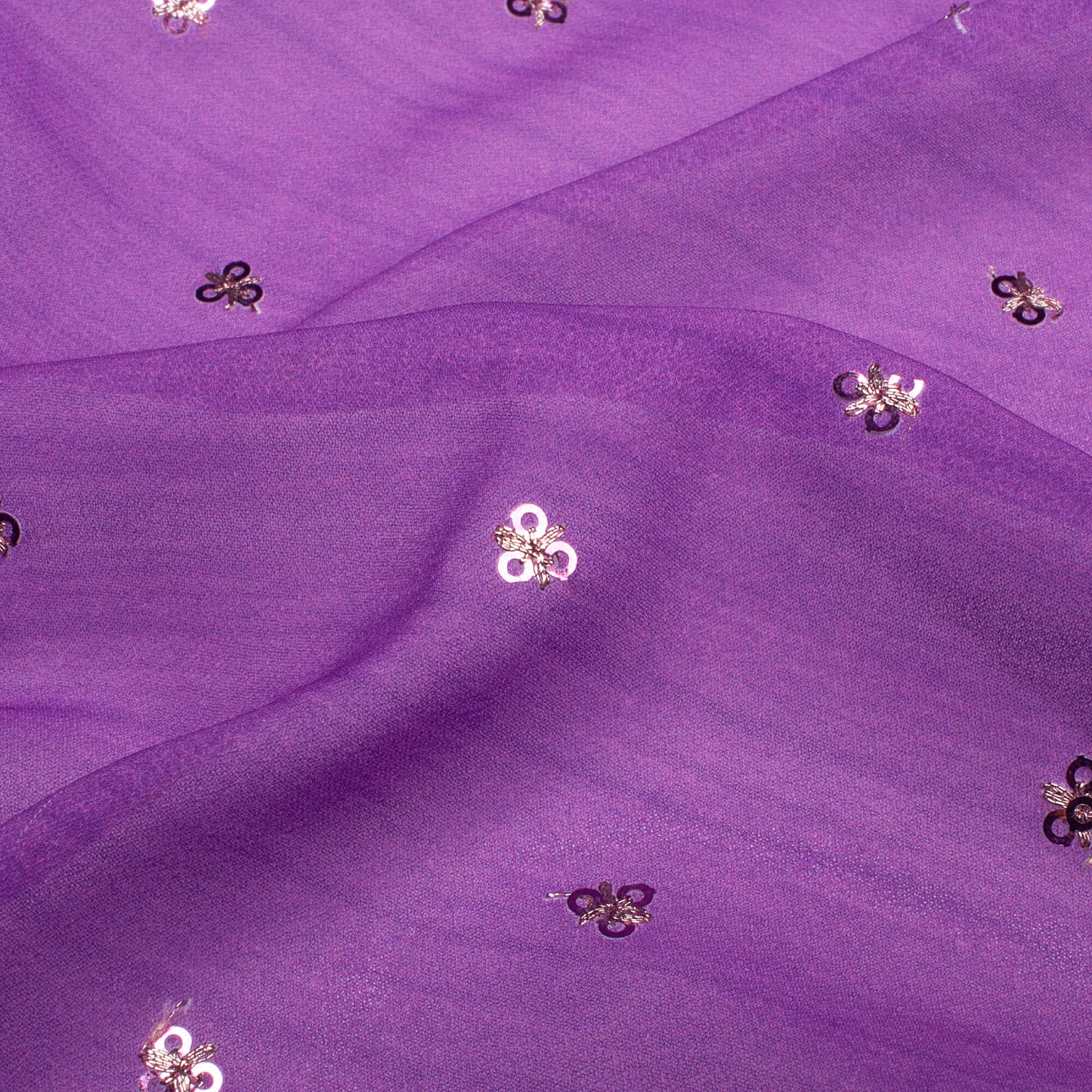 Razzmic Berry Purple Texture Pattern Booti Sequins Digital Print Georgette Fabric