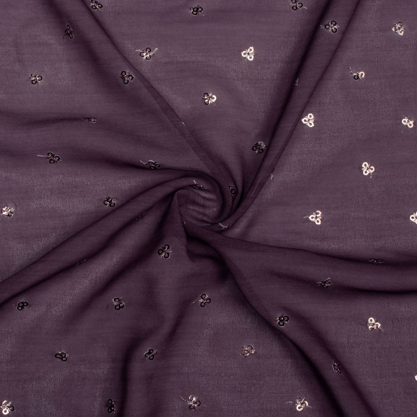 Dark PurpleTexture Pattern Booti Sequins Digital Print Georgette Fabric