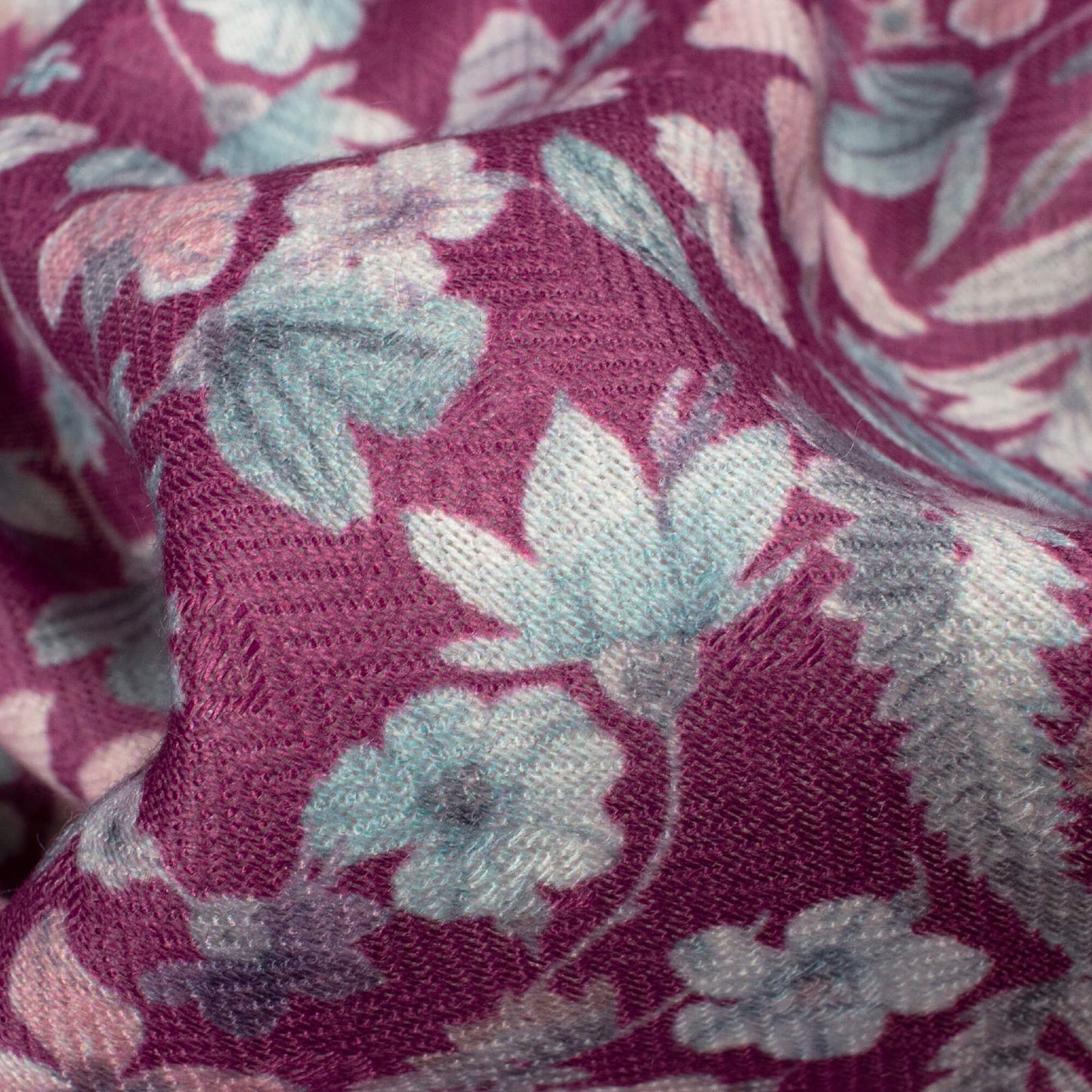 Mulberry Purple And Peach Floral Pattern Digital Print Elegant Blend Pashmina Fabric