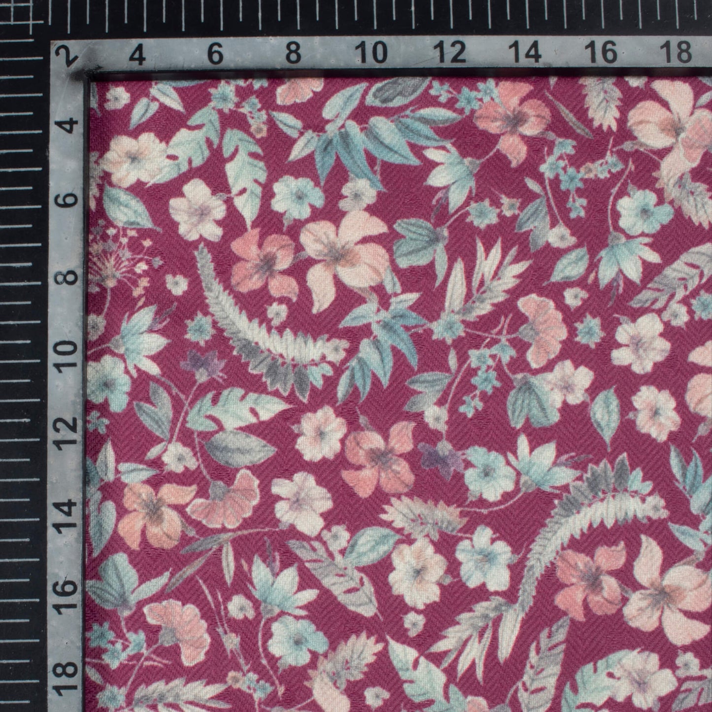 Mulberry Purple And Peach Floral Pattern Digital Print Elegant Blend Pashmina Fabric
