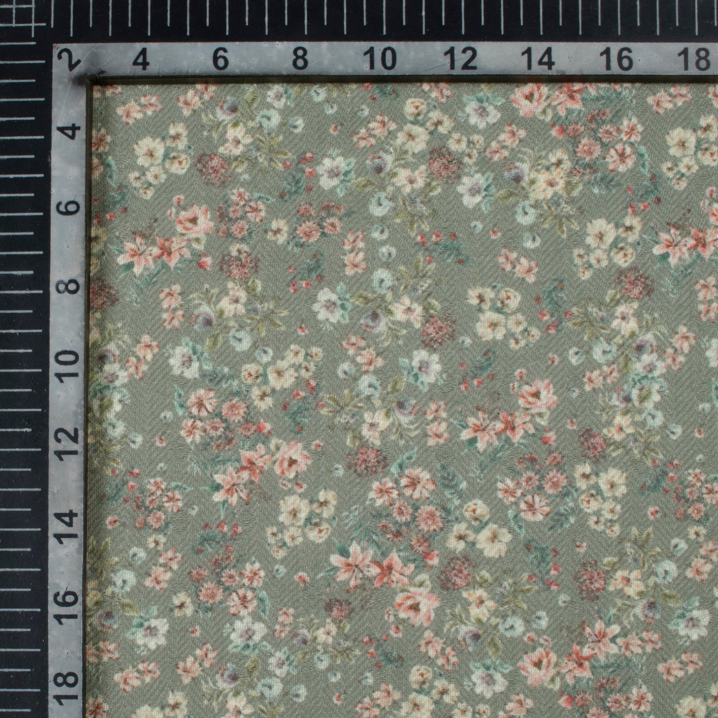 Fern Green And Red Floral Pattern Digital Print Elegant Blend Pashmina Fabric