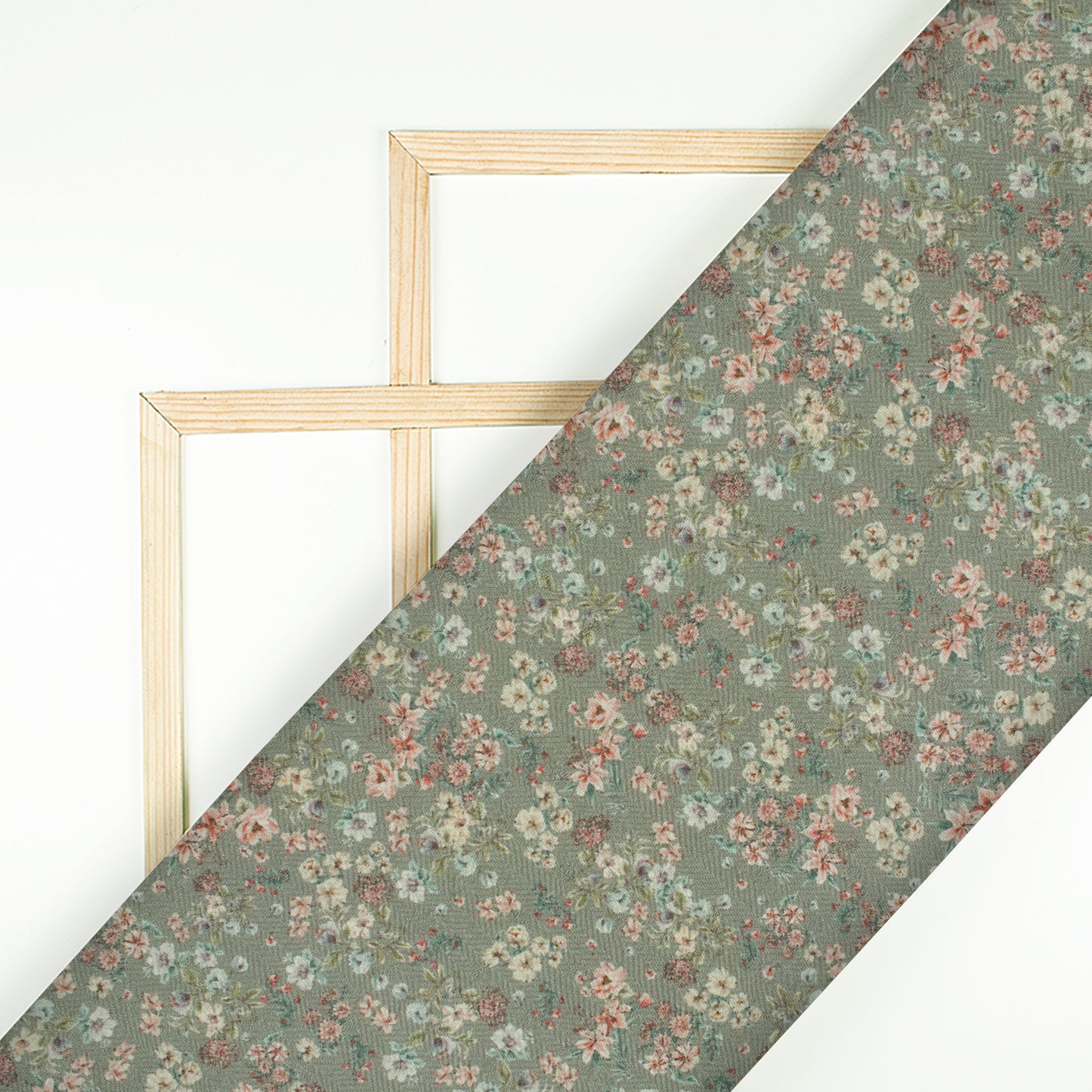 Fern Green And Red Floral Pattern Digital Print Elegant Blend Pashmina Fabric
