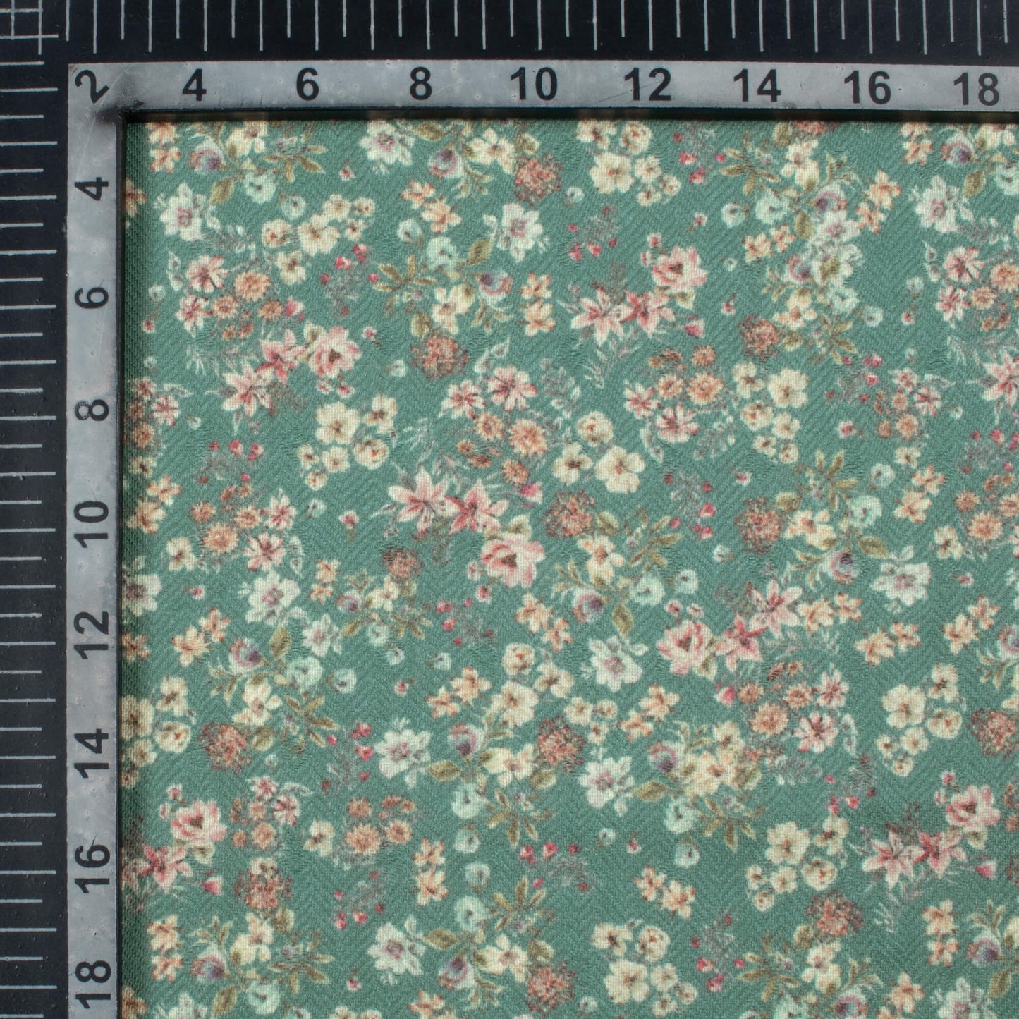 Fern Green And Cream Floral Pattern Digital Print Elegant Blend Pashmina Fabric
