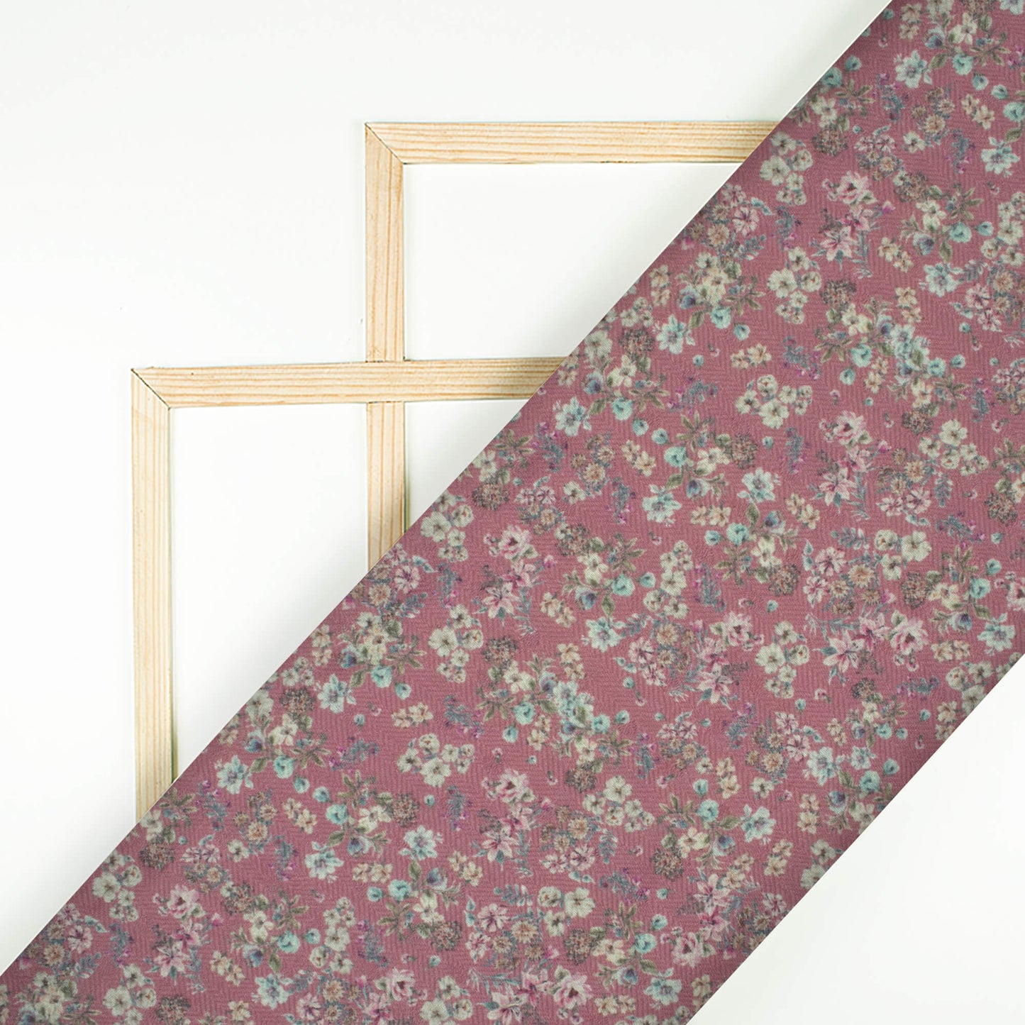 Hippie Pink And Cream Floral Pattern Digital Print Elegant Blend Pashmina Fabric