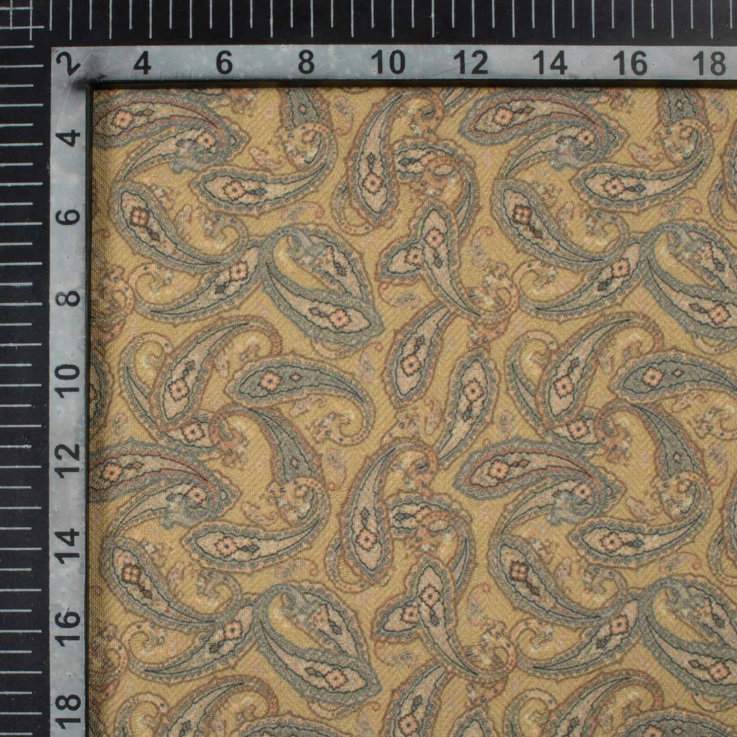 Flexen Yellow And Laurel Green Paisley Pattern Digital Print Elegant Blend Pashmina Fabric