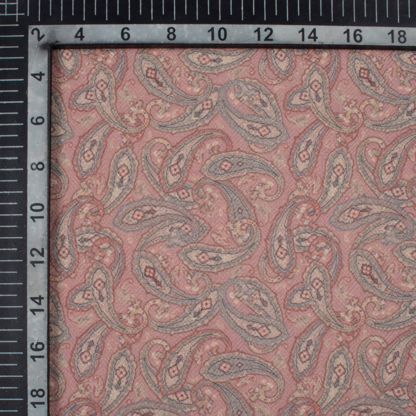 Dark Blush Pink And Grey Paisley Pattern Digital Print Elegant Blend Pashmina Fabric