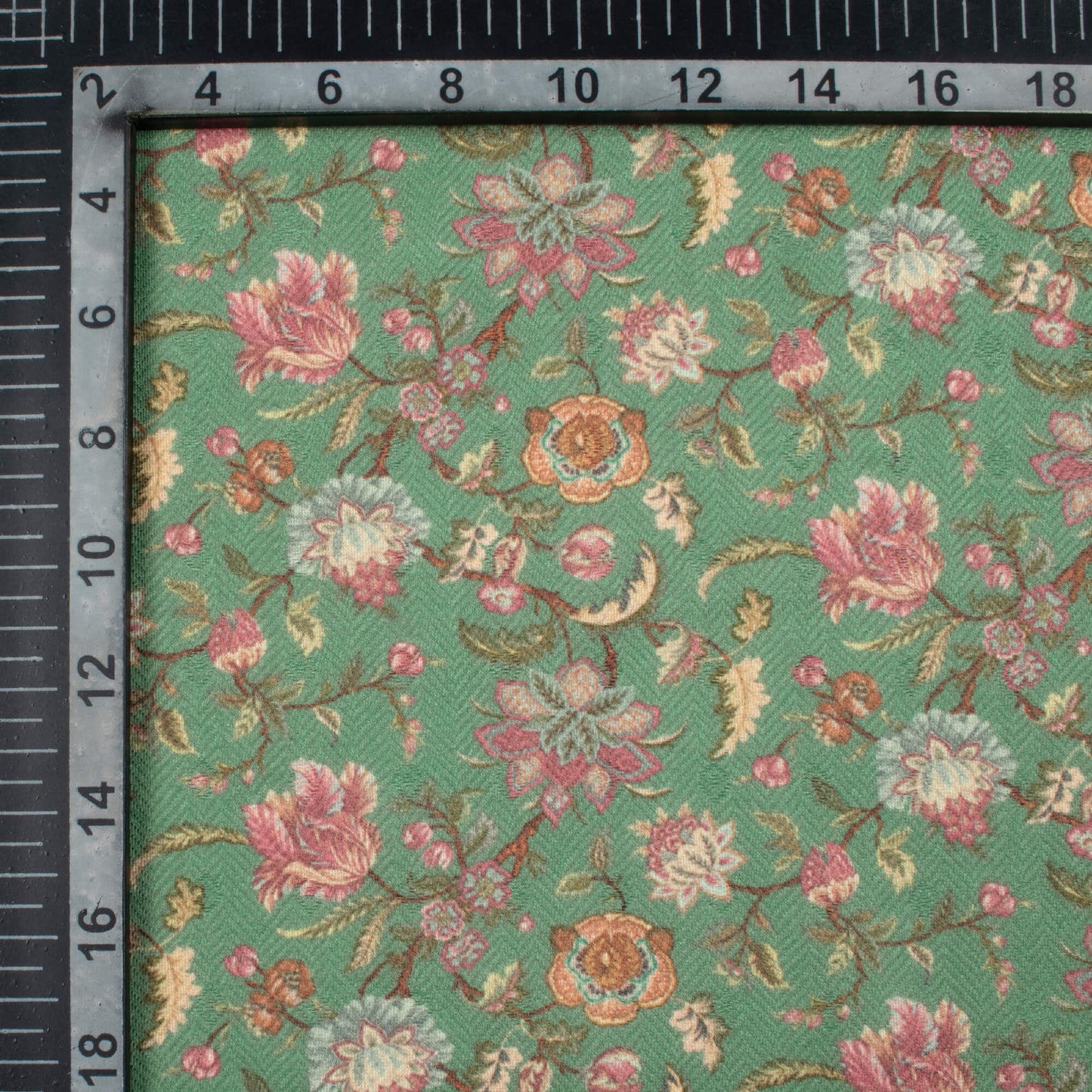 Forest Green And Red Floral Pattern Digital Print Elegant Blend Pashmina Fabric