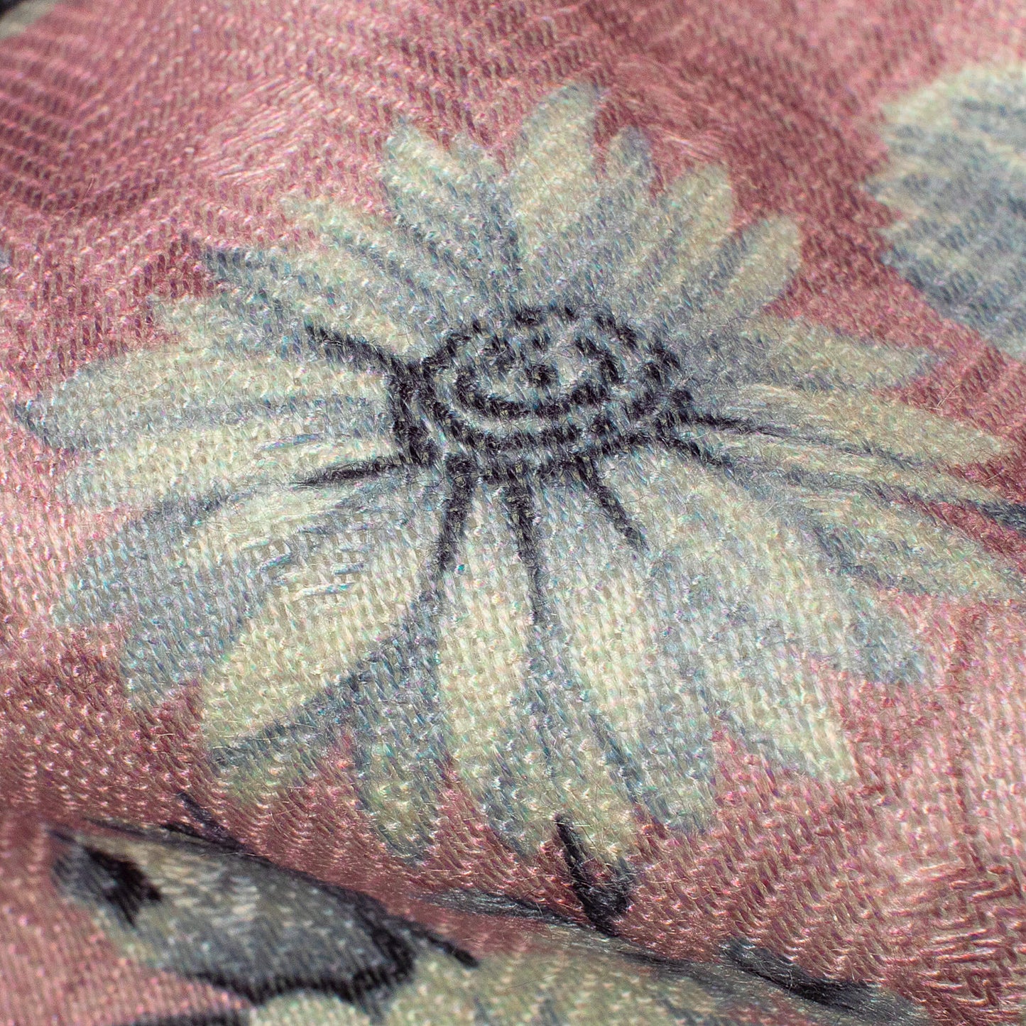 Peach And Off White Floral Pattern Digital Print Elegant Blend Pashmina Fabric