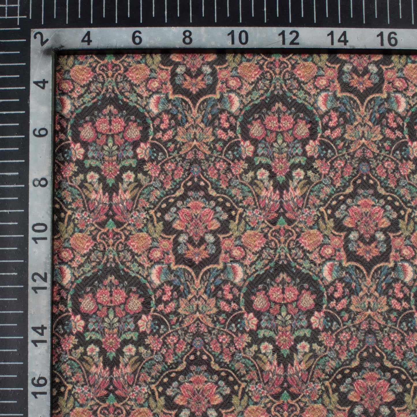 Black And Red Ethnic Pattern Digital Print Elegant Blend Pasmina Fabric