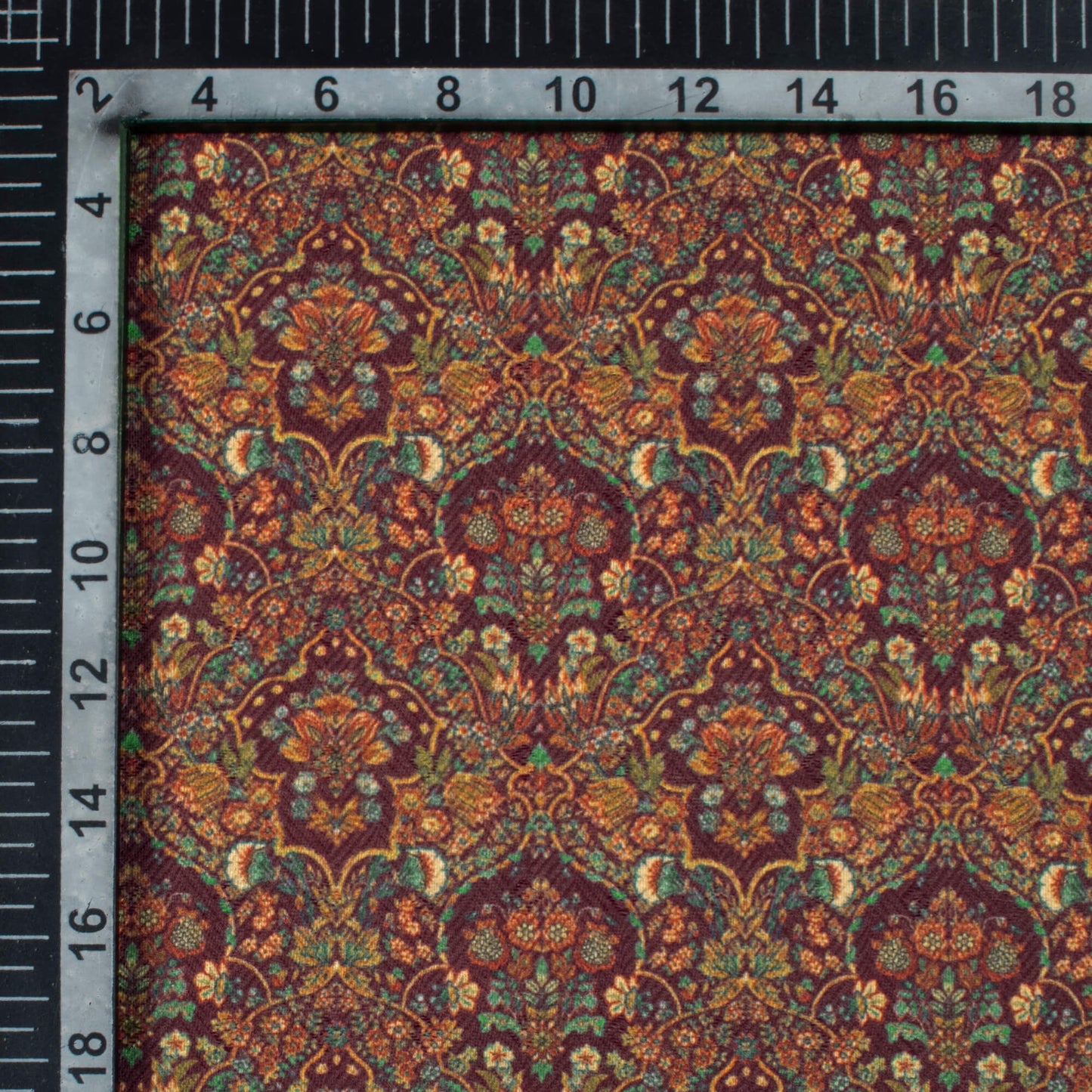Mulberry Purple And Orange Ethnic Pattern Digital Print Elegant Blend Pashmina Fabric