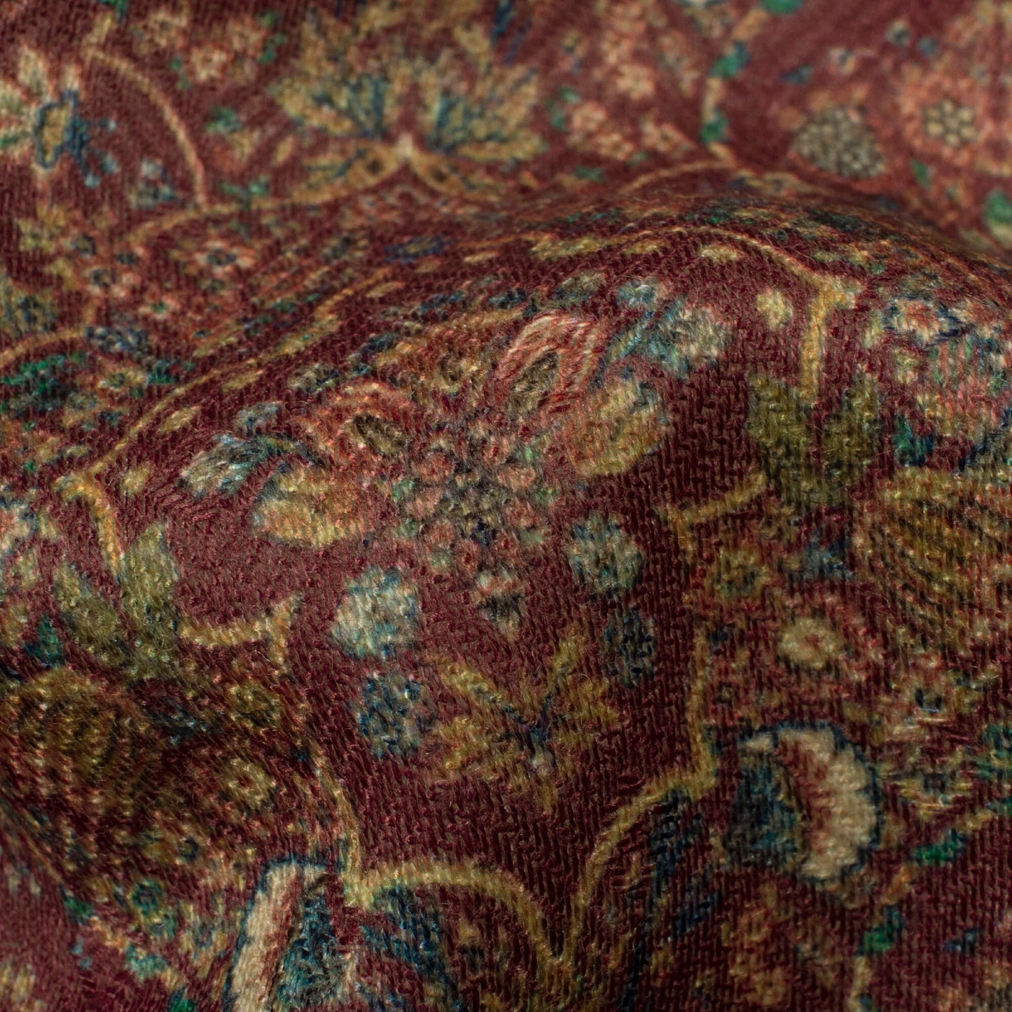Maroon And Green Ethnic Pattern Digital Print Elegant Blend Pashmina Fabric