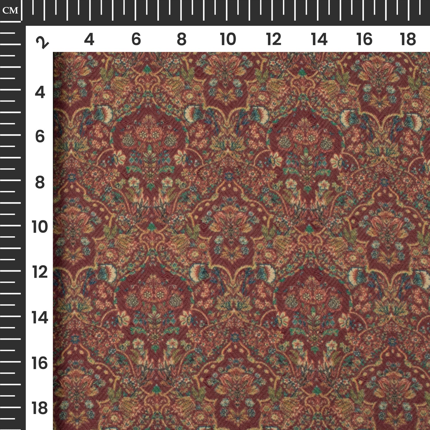 Maroon And Green Ethnic Pattern Digital Print Elegant Blend Pashmina Fabric