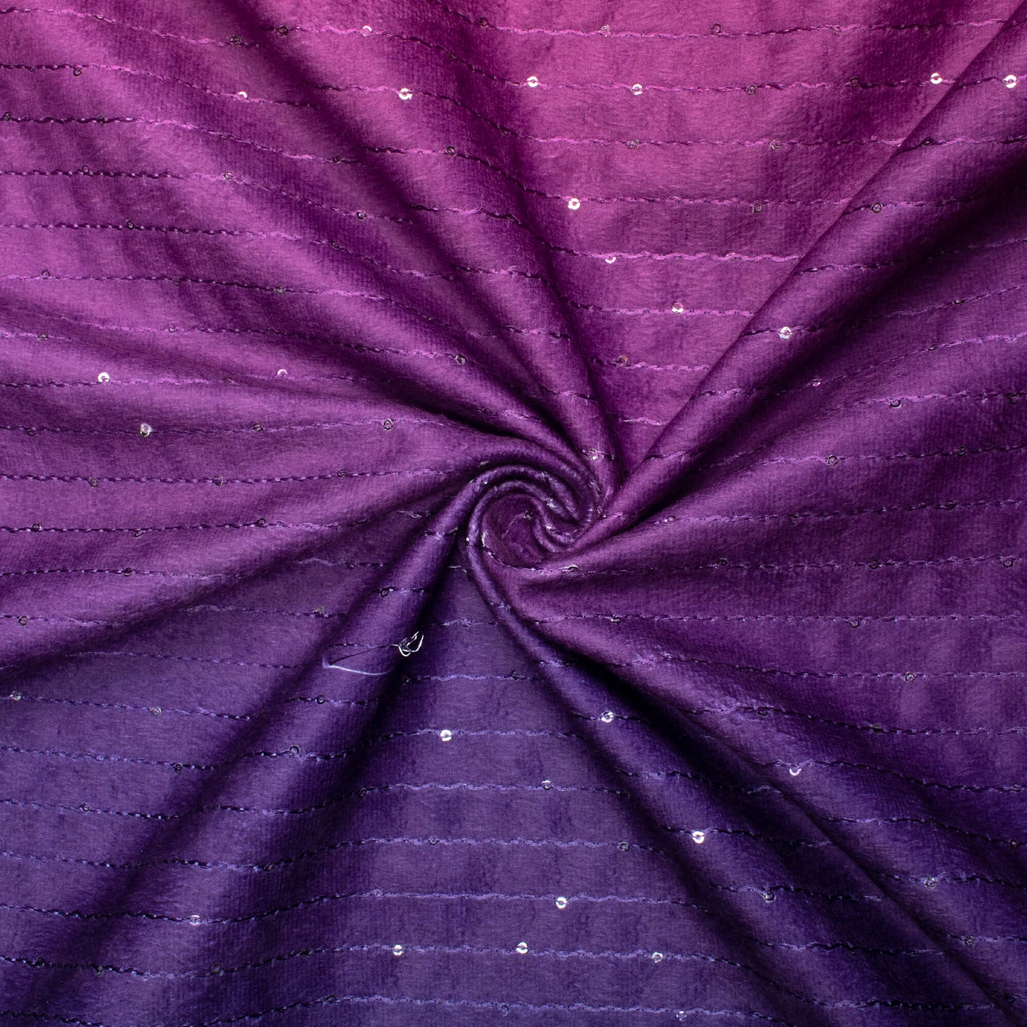 Navy Blue And Magenta Purple Ombre Pattern Sequins Digital Print Superior Velvet Fabric (Width 58 Inches)