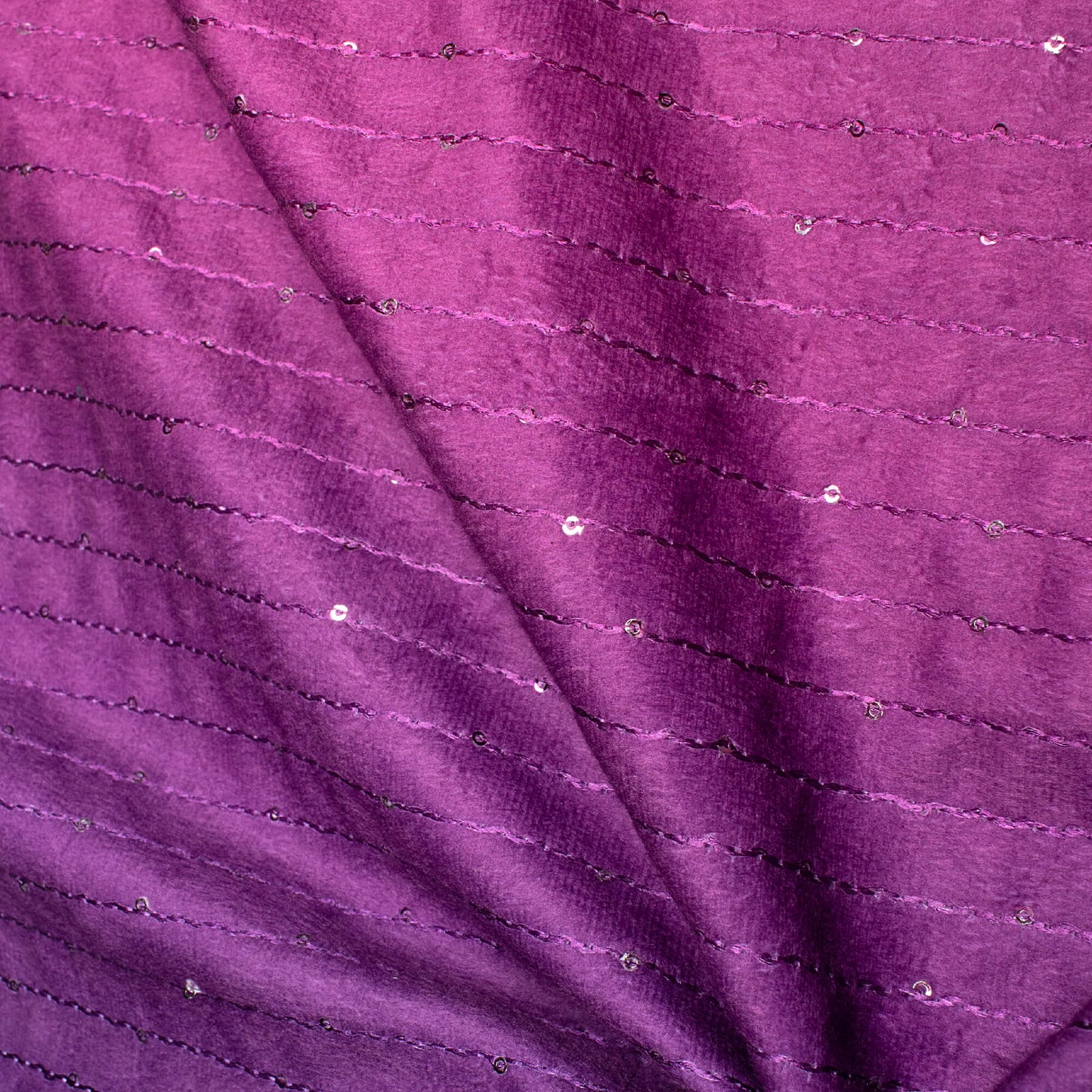 Navy Blue And Magenta Purple Ombre Pattern Sequins Digital Print Superior Velvet Fabric (Width 58 Inches)