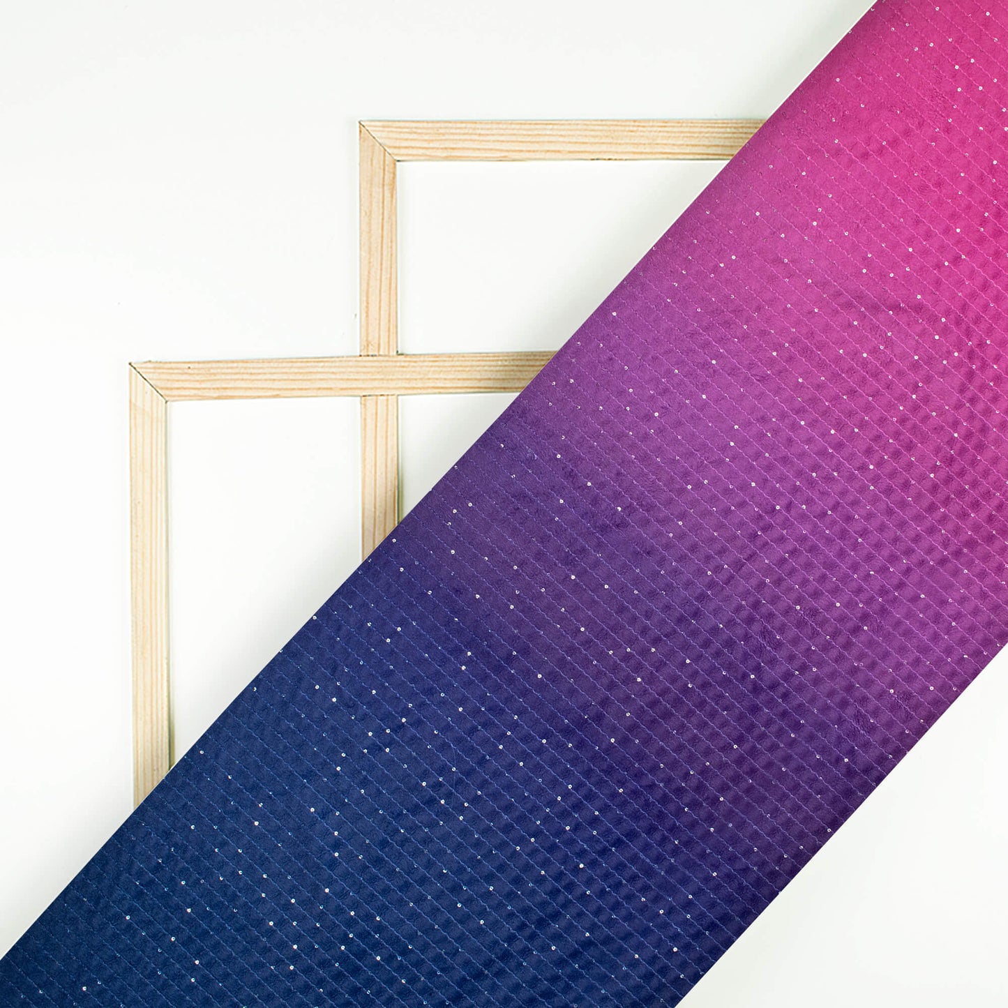 Navy Blue And Magenta Purple Ombre Pattern Sequins Digital Print Superior Velvet Fabric (Width 58 Inches)