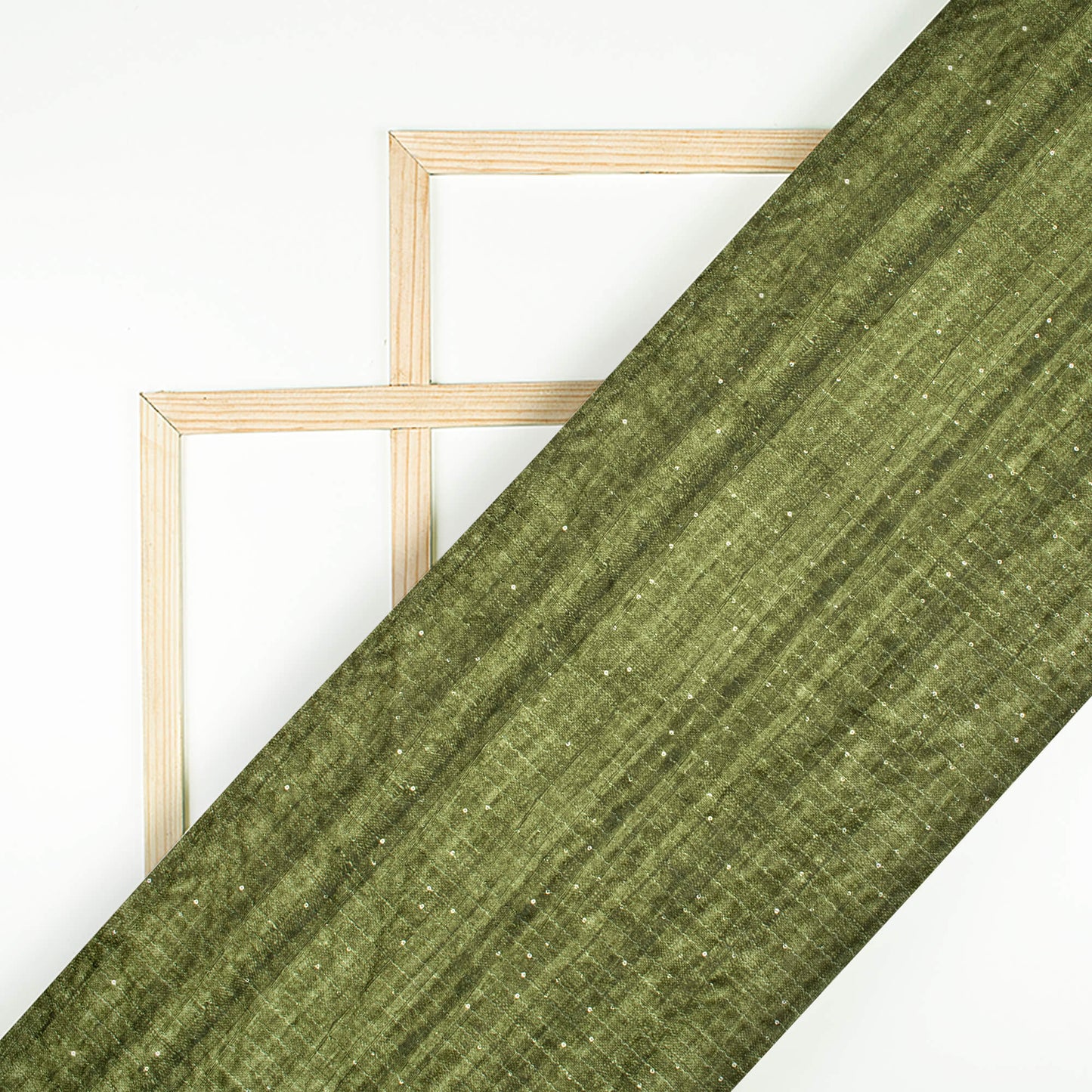 Fern Green Textured Pattern Sequins Digital Print Superior Velvet Fabric (Width 58 Inches)