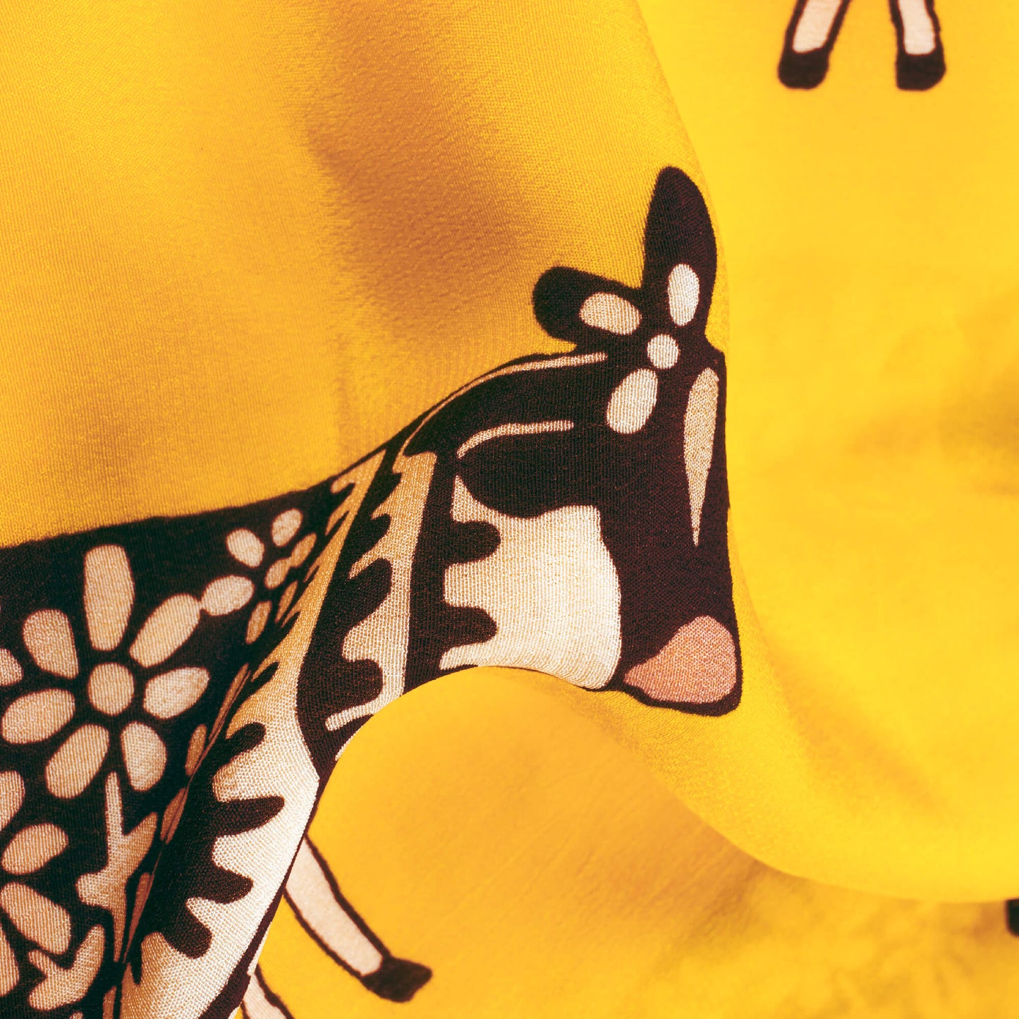 Gold Yellow And Black Animal Pattern Digital Print Viscose Natural Crepe Fabric