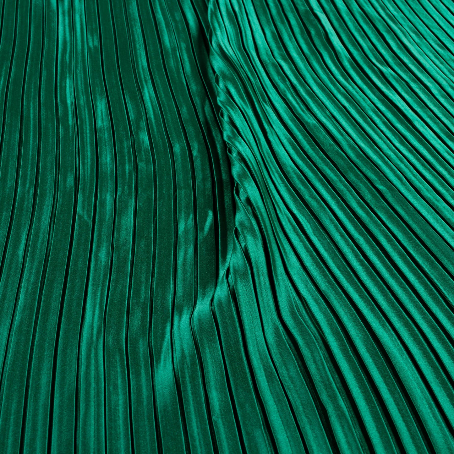 Sacramento Green Plain Japan Satin Pleated Fabric