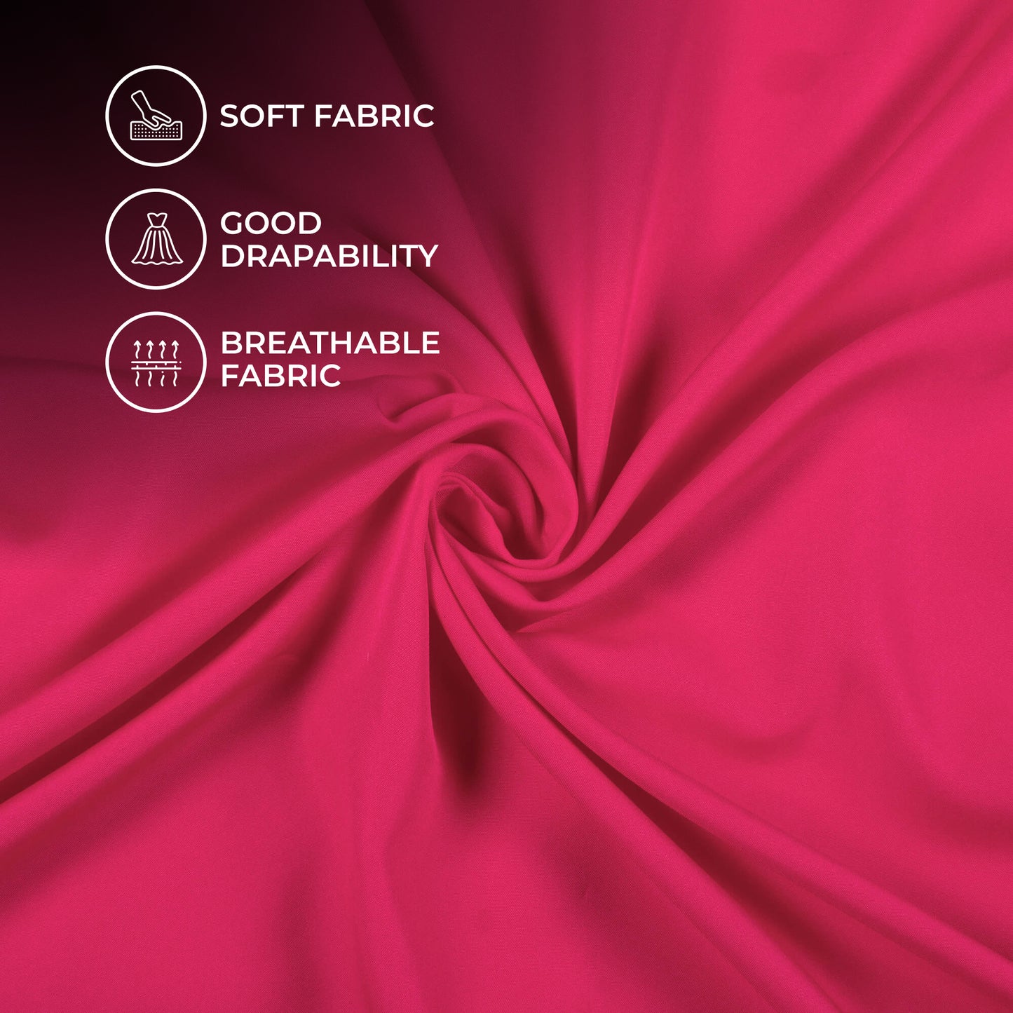 Dark Pink Plain Lining Butter Crepe Fabric