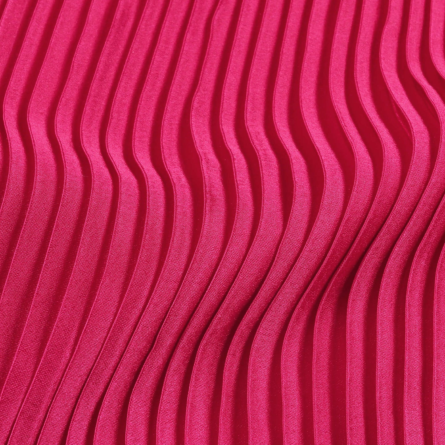 Cerise Pink Plain Japan Satin Pleated Fabric