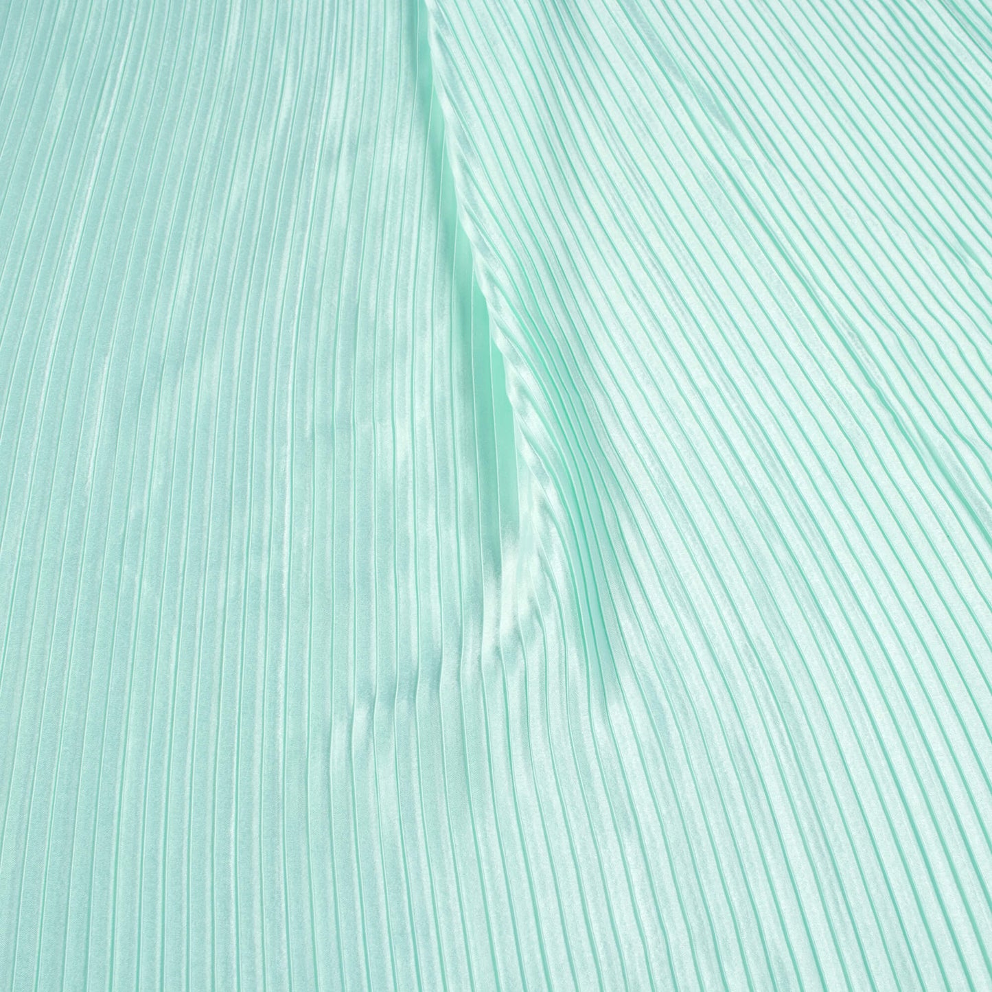 Mint Green Plain Japan Satin Pleated Fabric
