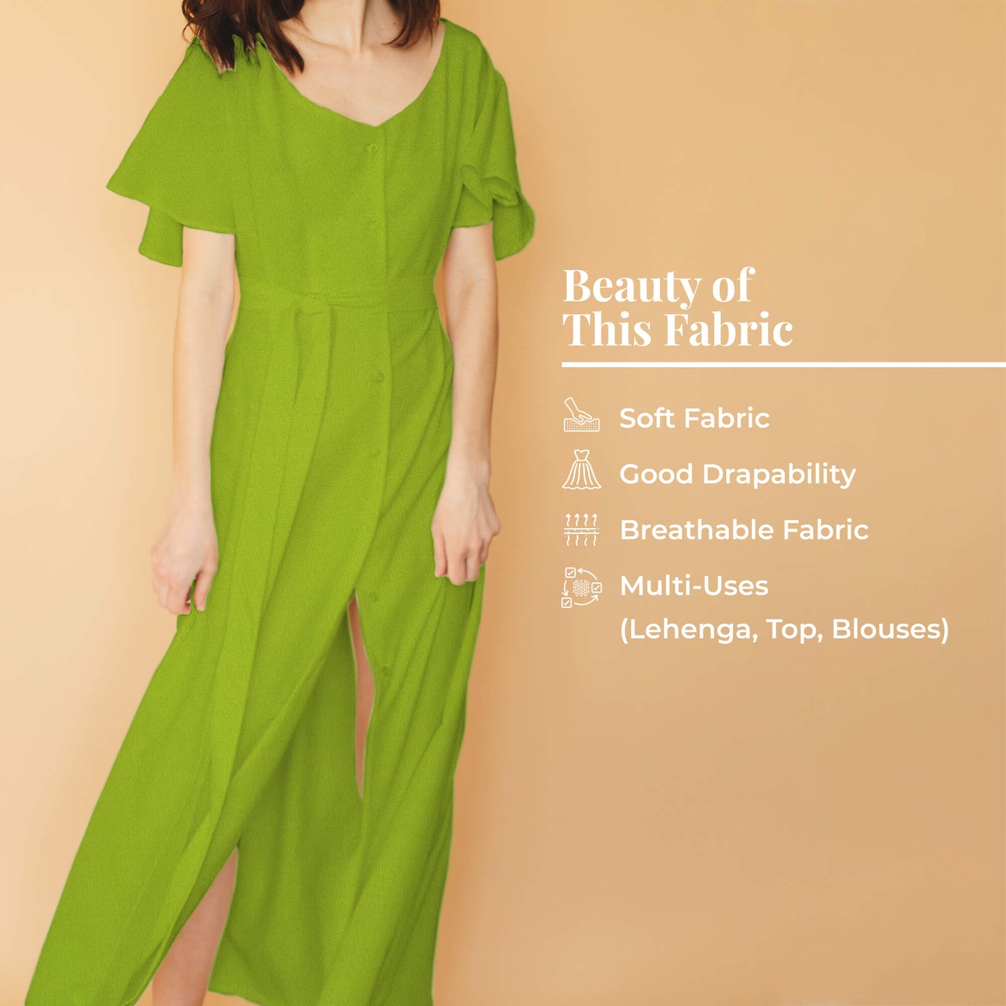 Kelly Green Plain Butter Crepe Fabric