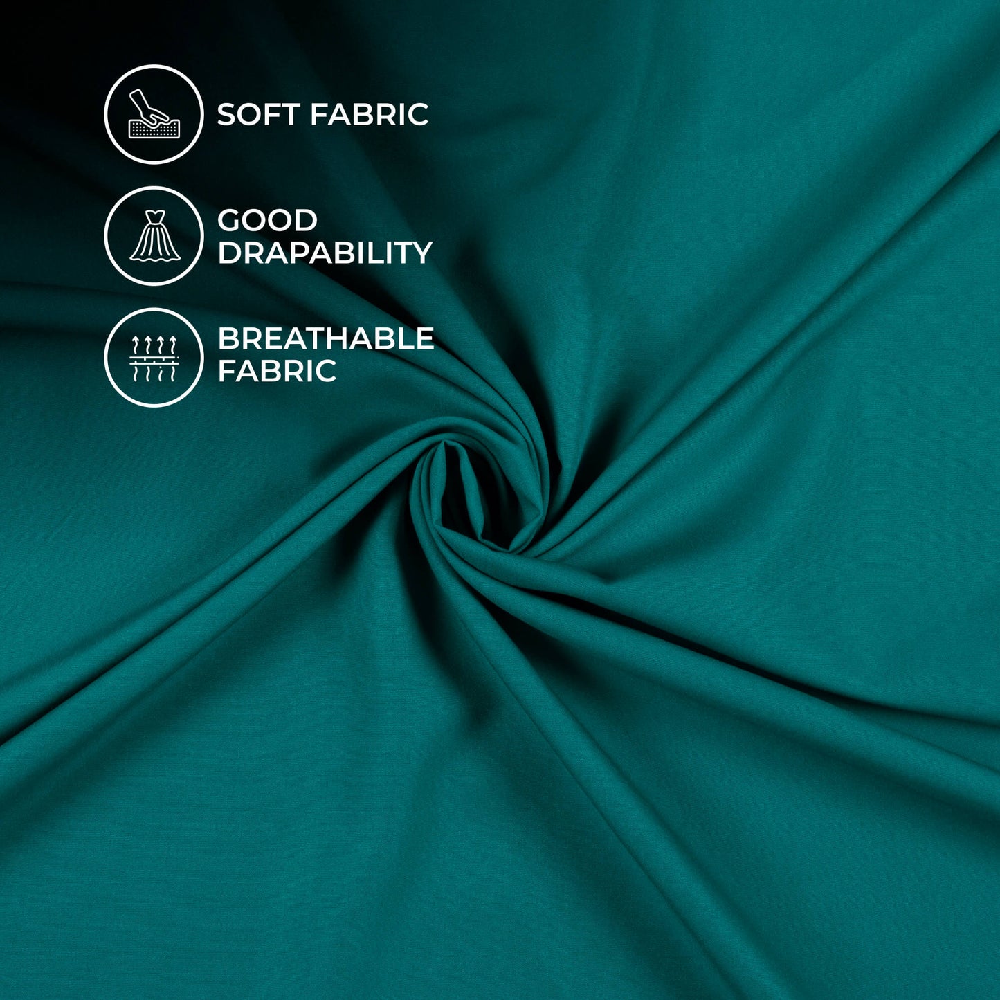 Pine Green Plain Butter Crepe Fabric