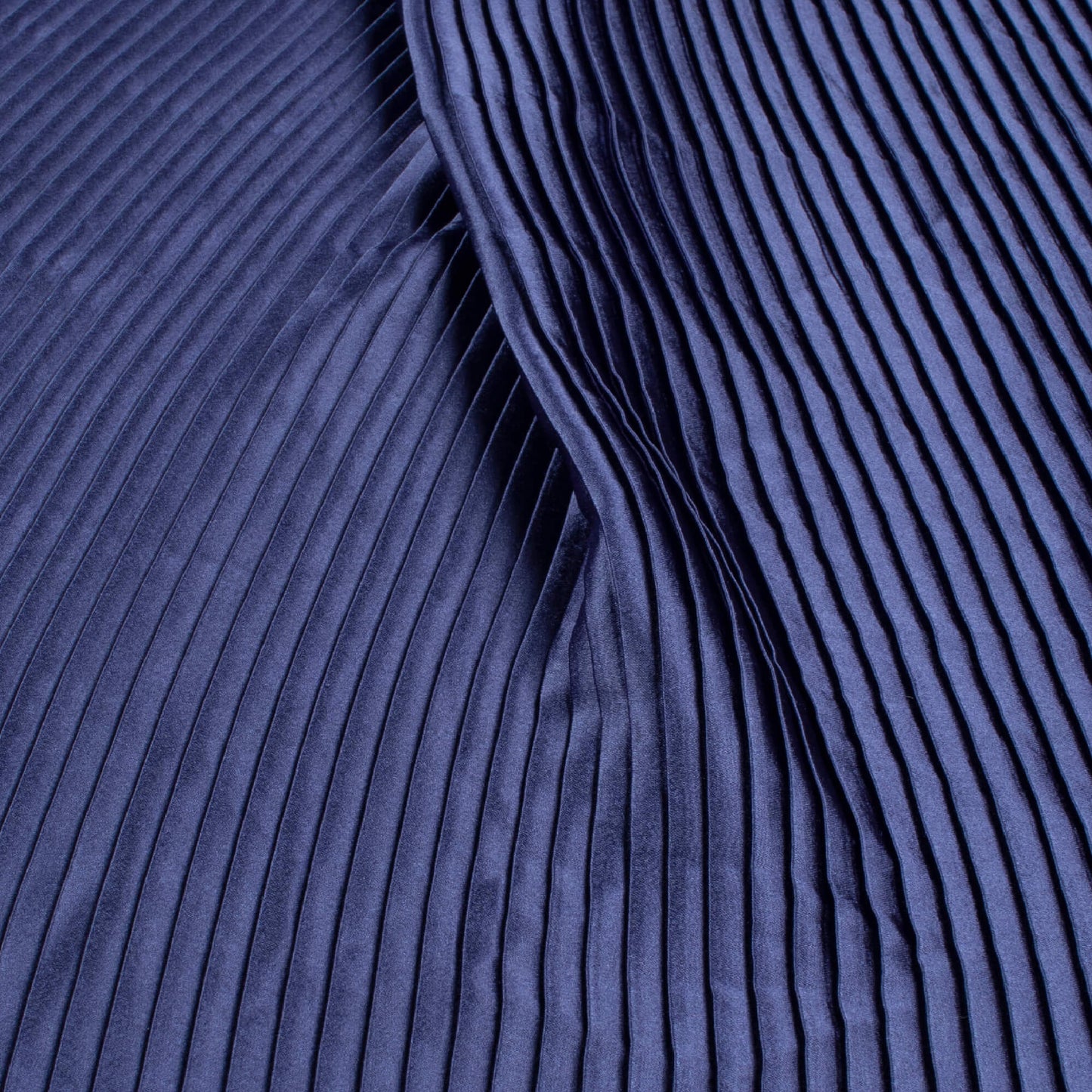 Navy Blue Plain Japan Satin Pleated Fabric