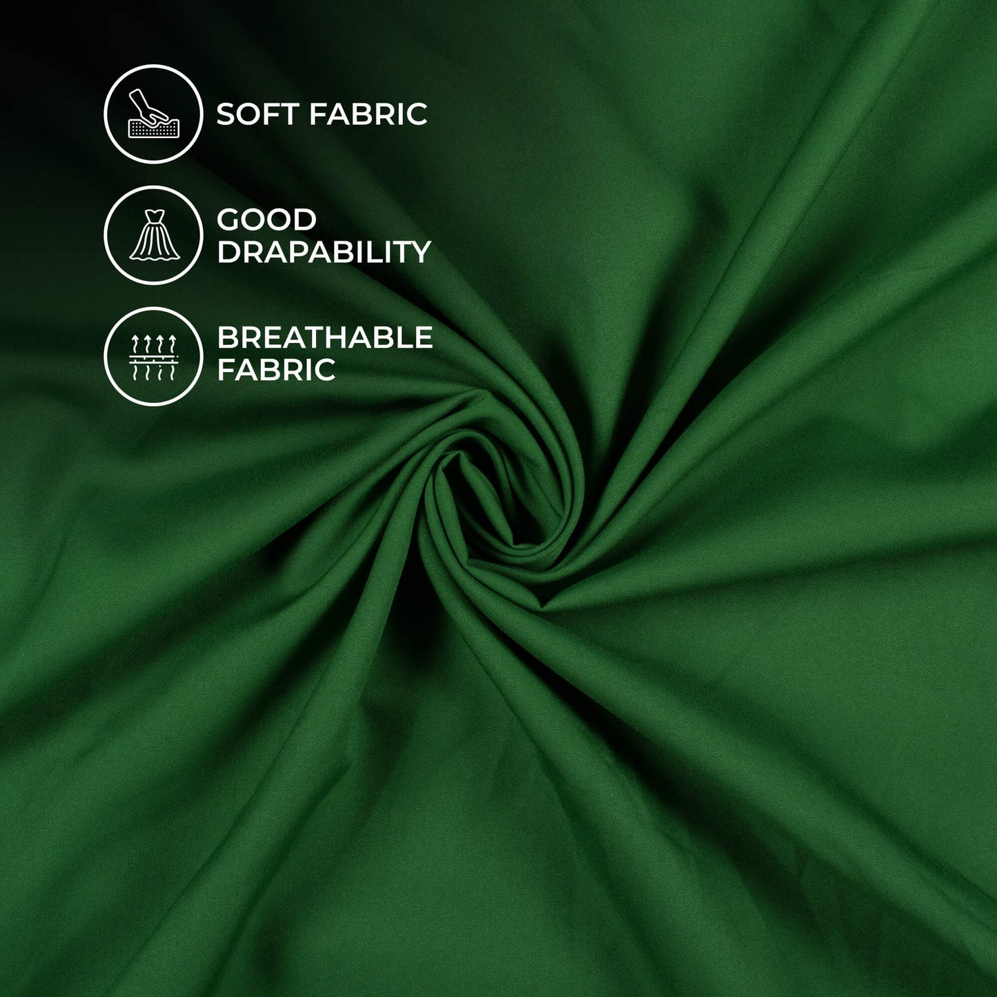 Bottel Green Plain Butter Crepe Fabric