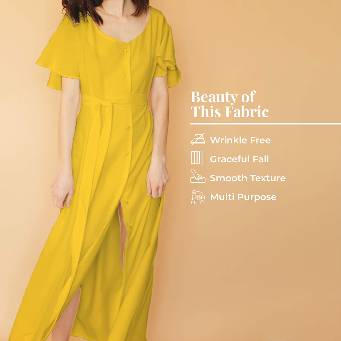 Mustard Yellow Plain Butter Crepe Fabric