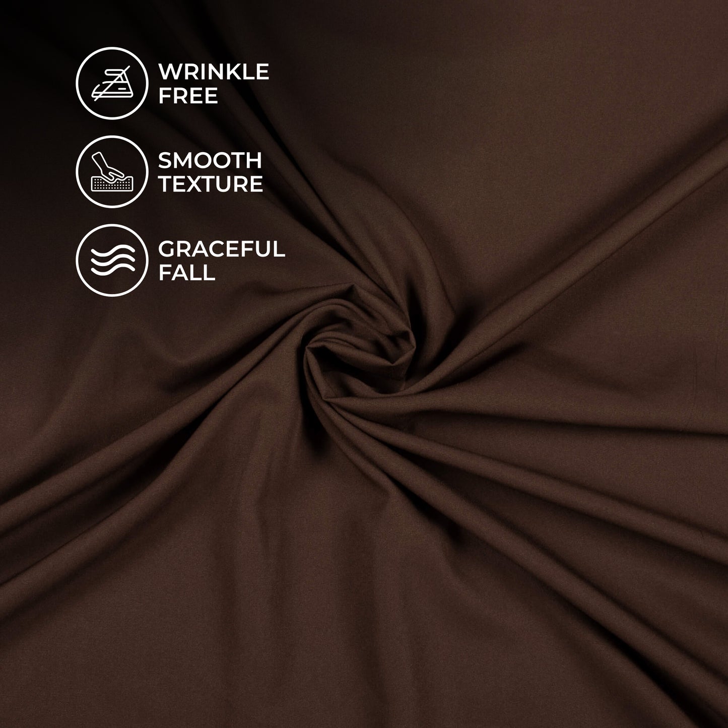 Dark Brown Plain Butter Crepe Fabric