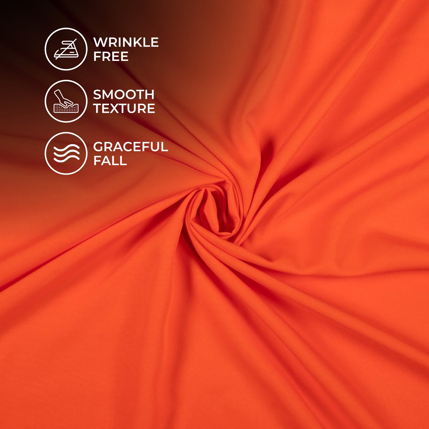 Salamander Orange Plain Butter Crepe Fabric