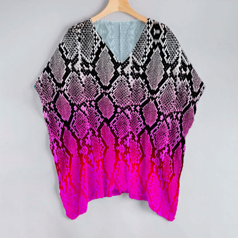 Pink And Black Animal Pattern Unstitched Georgette Kaftan