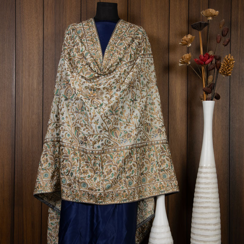 White Ethnic Pattern Georgette Dupatta