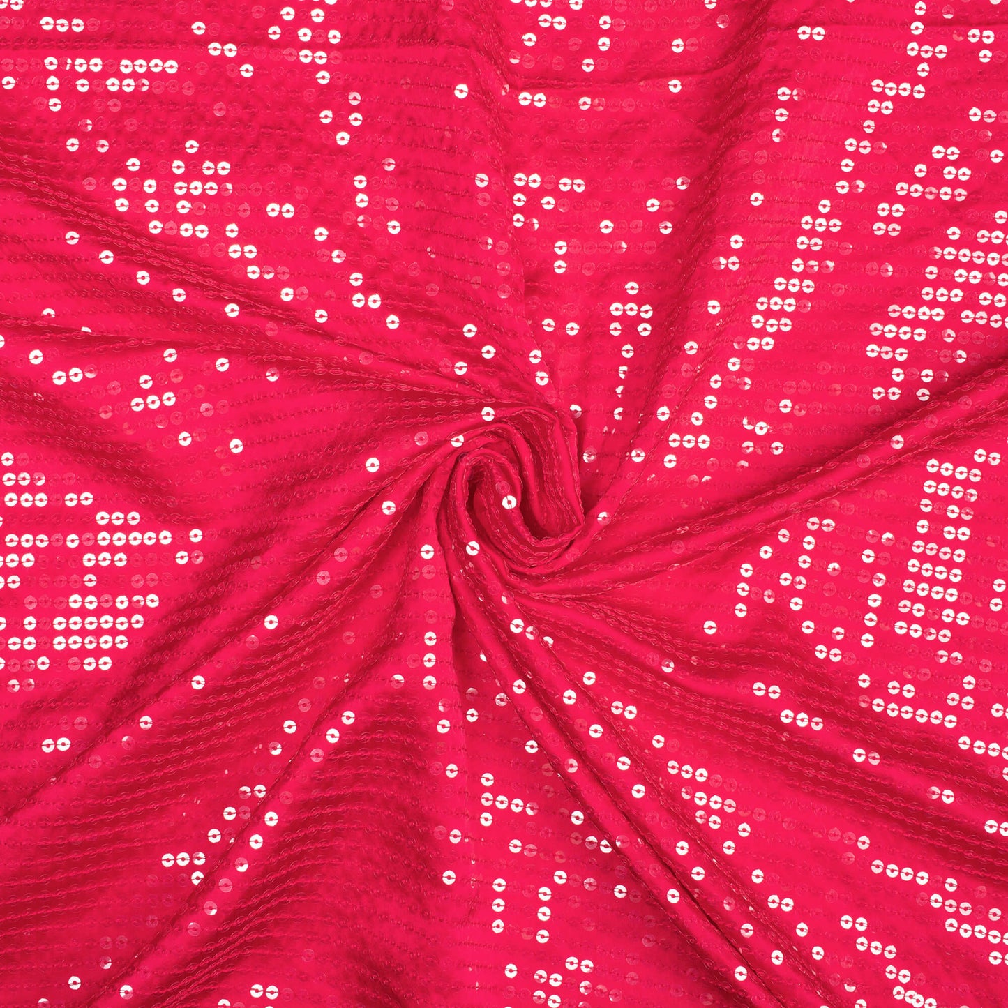 Cerise Pink All Over Premium Water Sequins Japan Satin Fabric