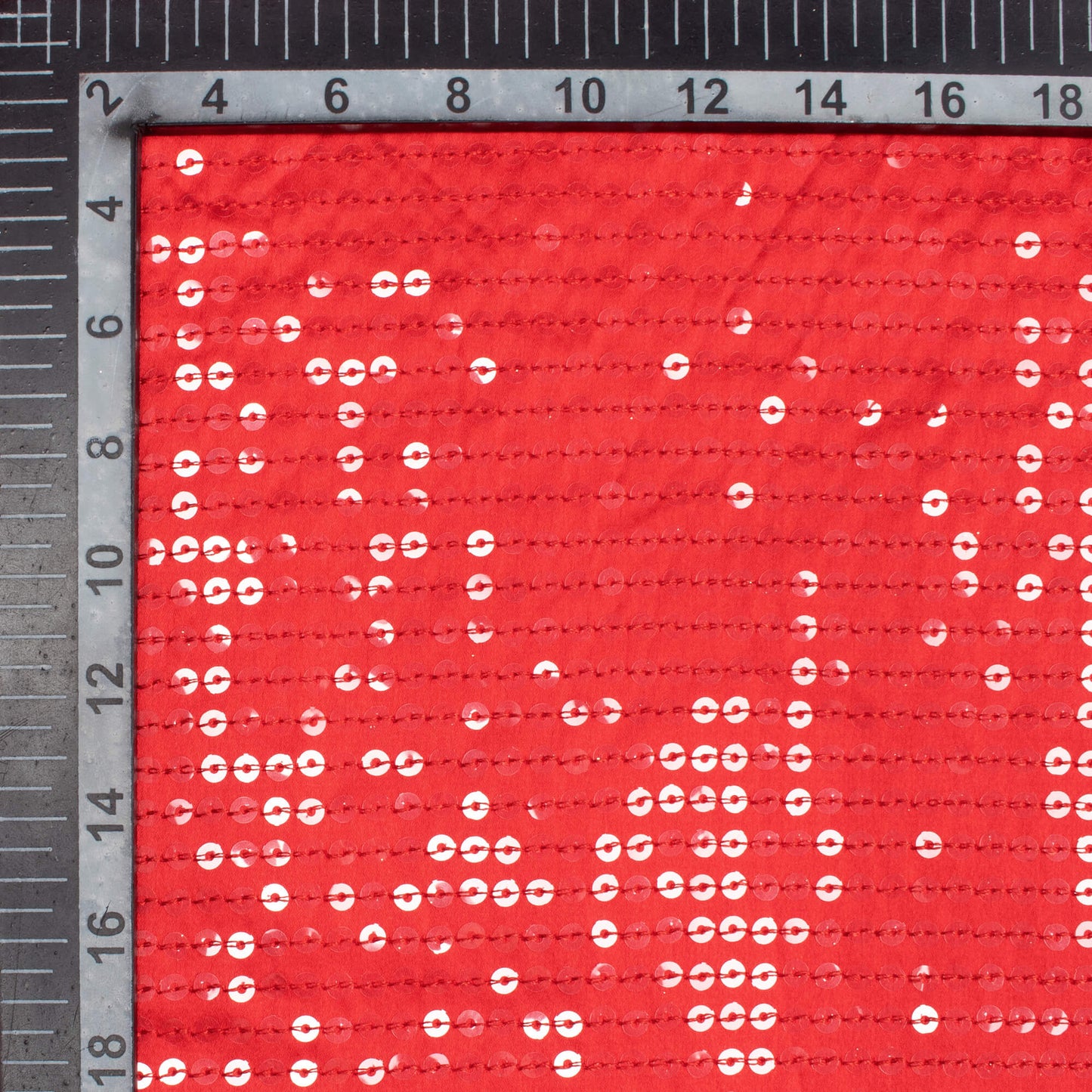 Chilli Red All Over Premium Water Sequins Japan Satin Fabric