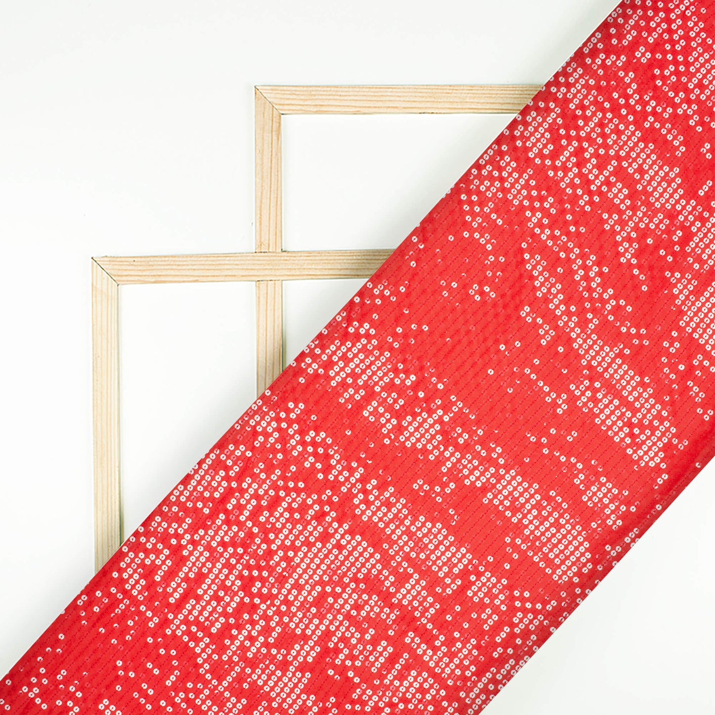 Chilli Red All Over Premium Water Sequins Japan Satin Fabric