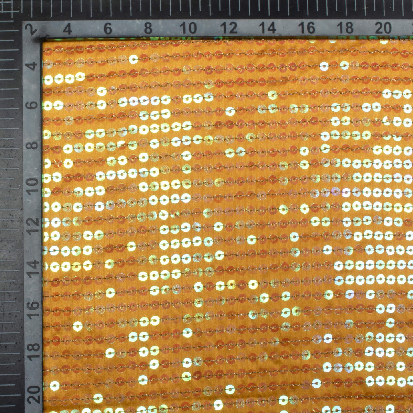 Mustard Yellow All Over Premium Rainbow Sequins Japan Satin Fabric